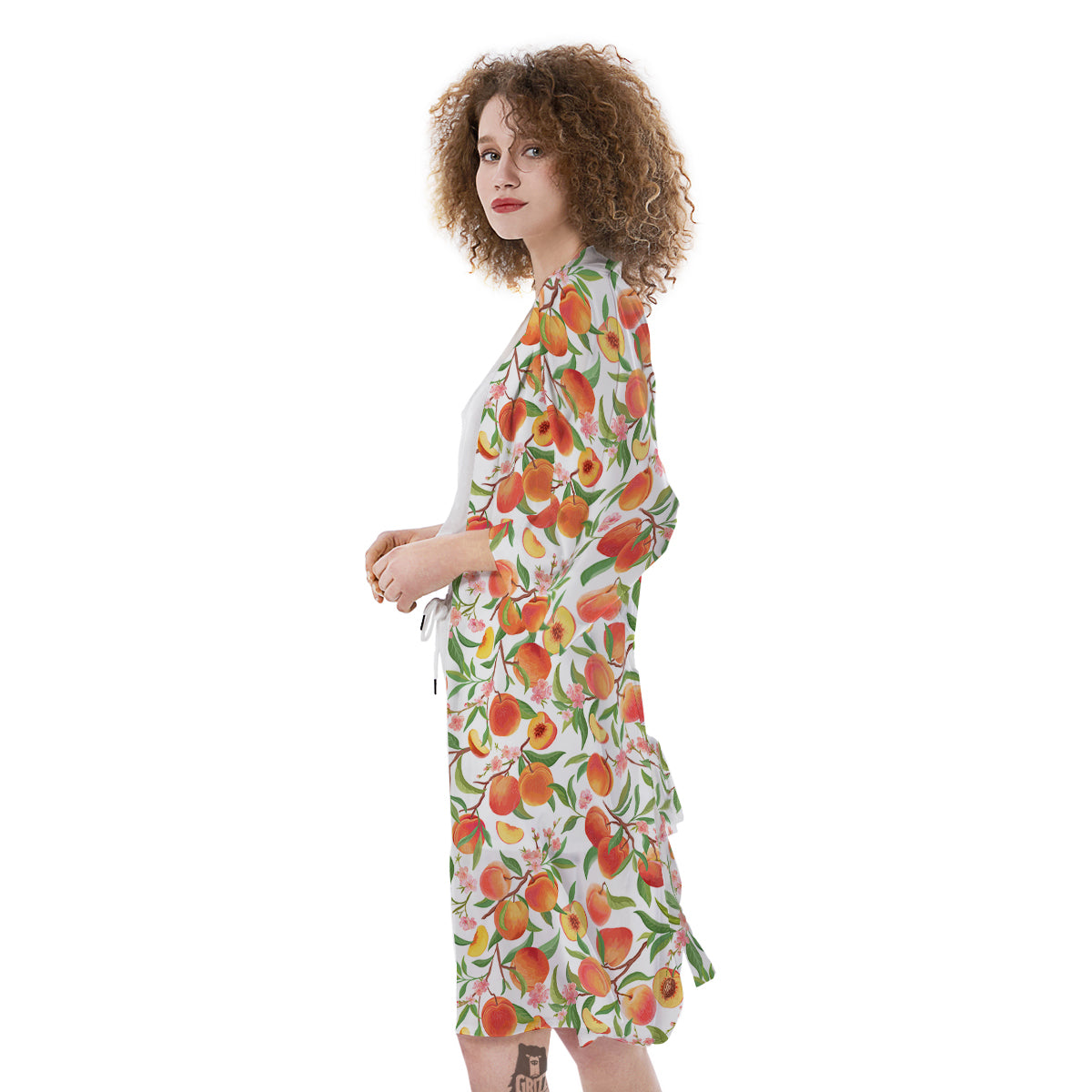 Flower Apricot And Print Pattern Kimono-grizzshop