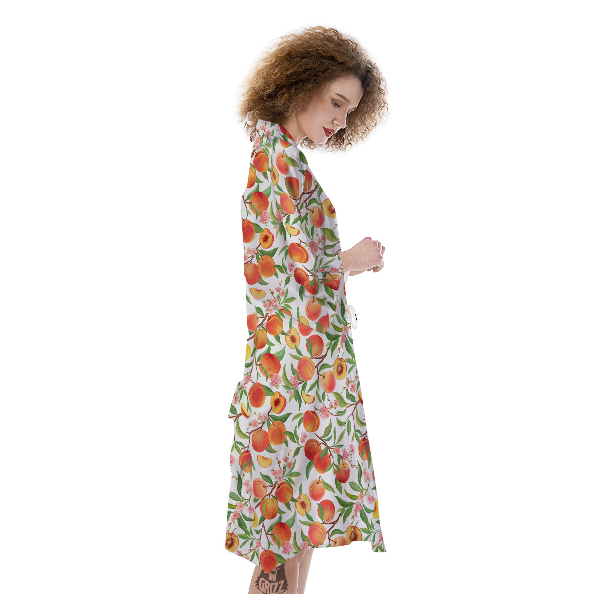 Flower Apricot And Print Pattern Kimono-grizzshop