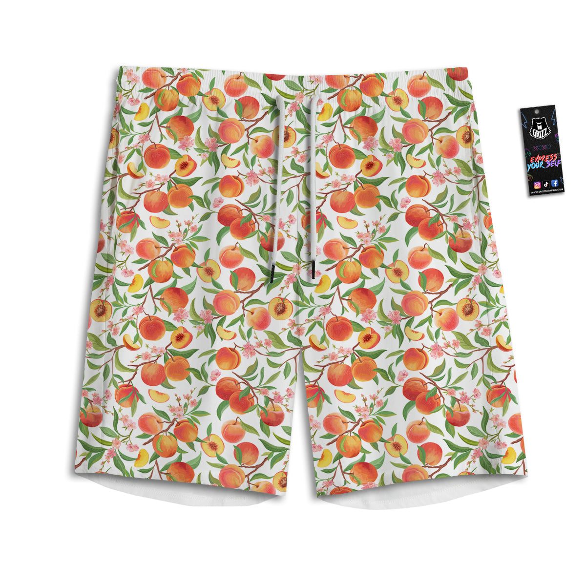Flower Apricot And Print Pattern Men's Athletic Shorts-grizzshop