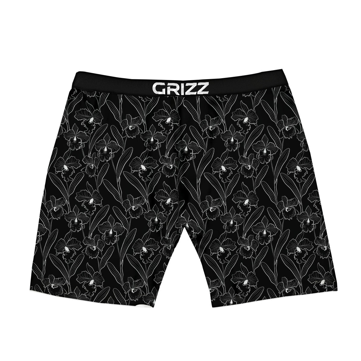 Flower Black Cattleya Print Pattern Boxer Briefs-grizzshop