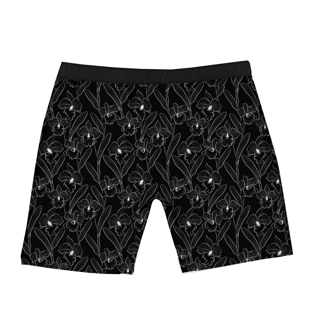Flower Black Cattleya Print Pattern Boxer Briefs-grizzshop