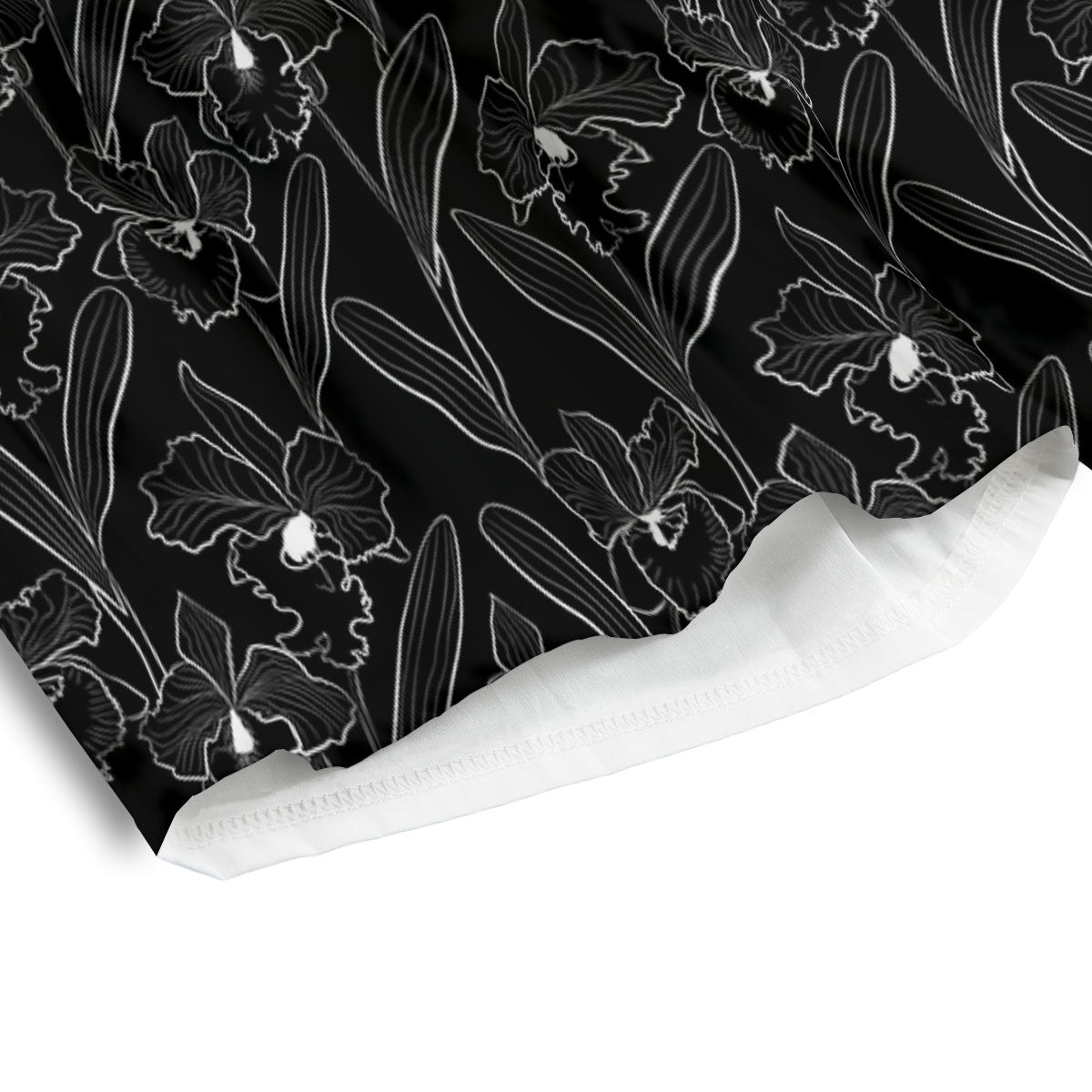 Flower Black Cattleya Print Pattern Men's Athletic Shorts