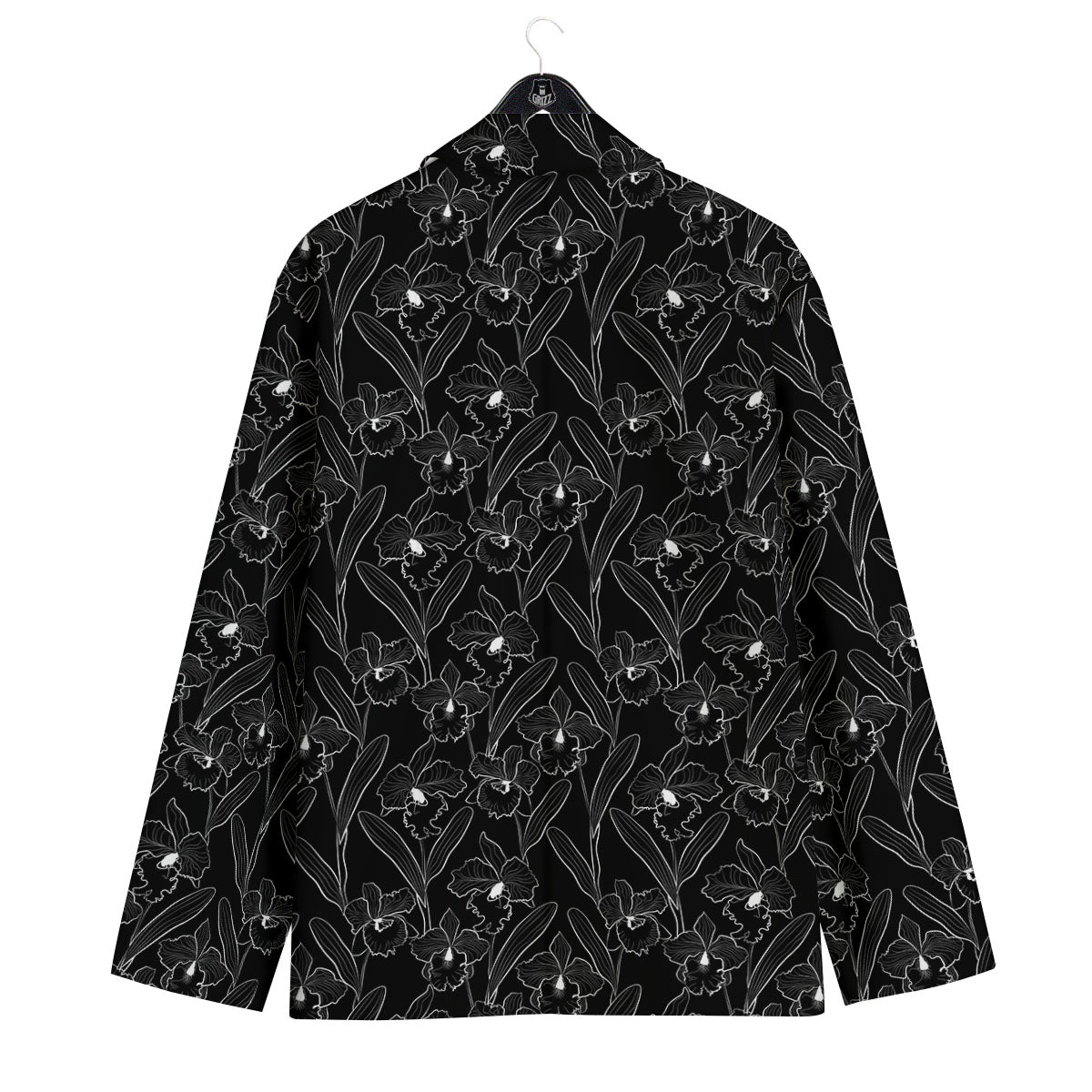 Flower Black Cattleya Print Pattern Men's Sport Coat-grizzshop