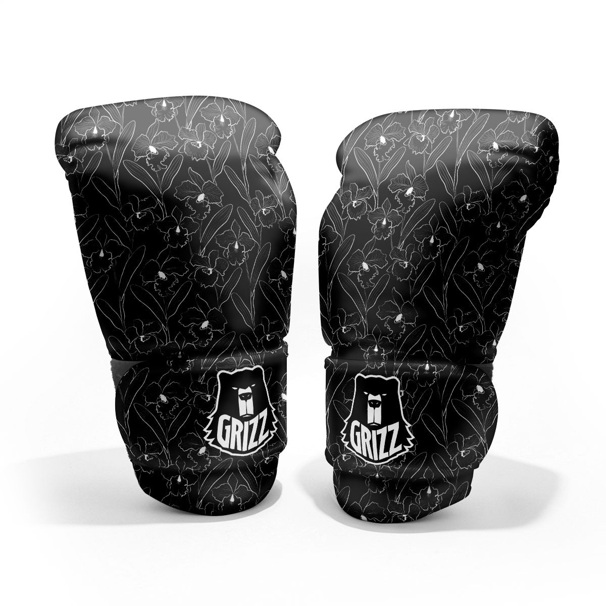 Flower Black Cattleya Print Pattern Pro Boxing Glove