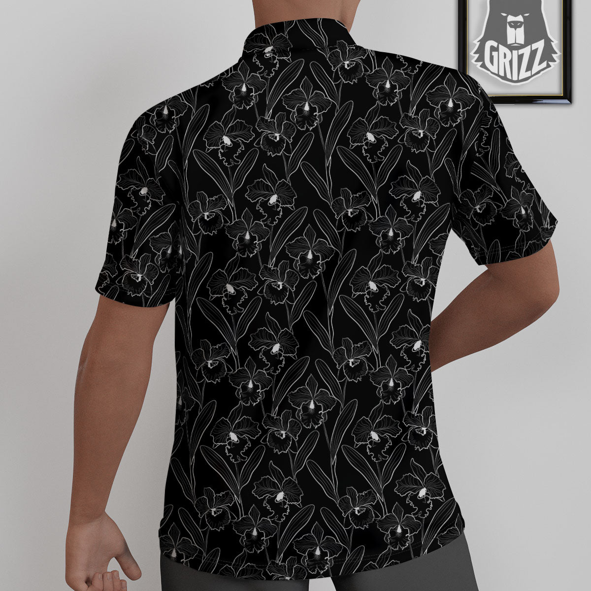 Flower Black Cattleya Print Pattern Untucked Shirts-grizzshop
