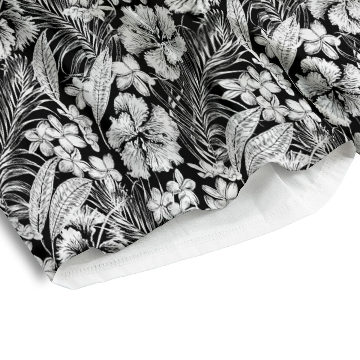 Flower Black Plumeria Print Pattern Men's Athletic Shorts