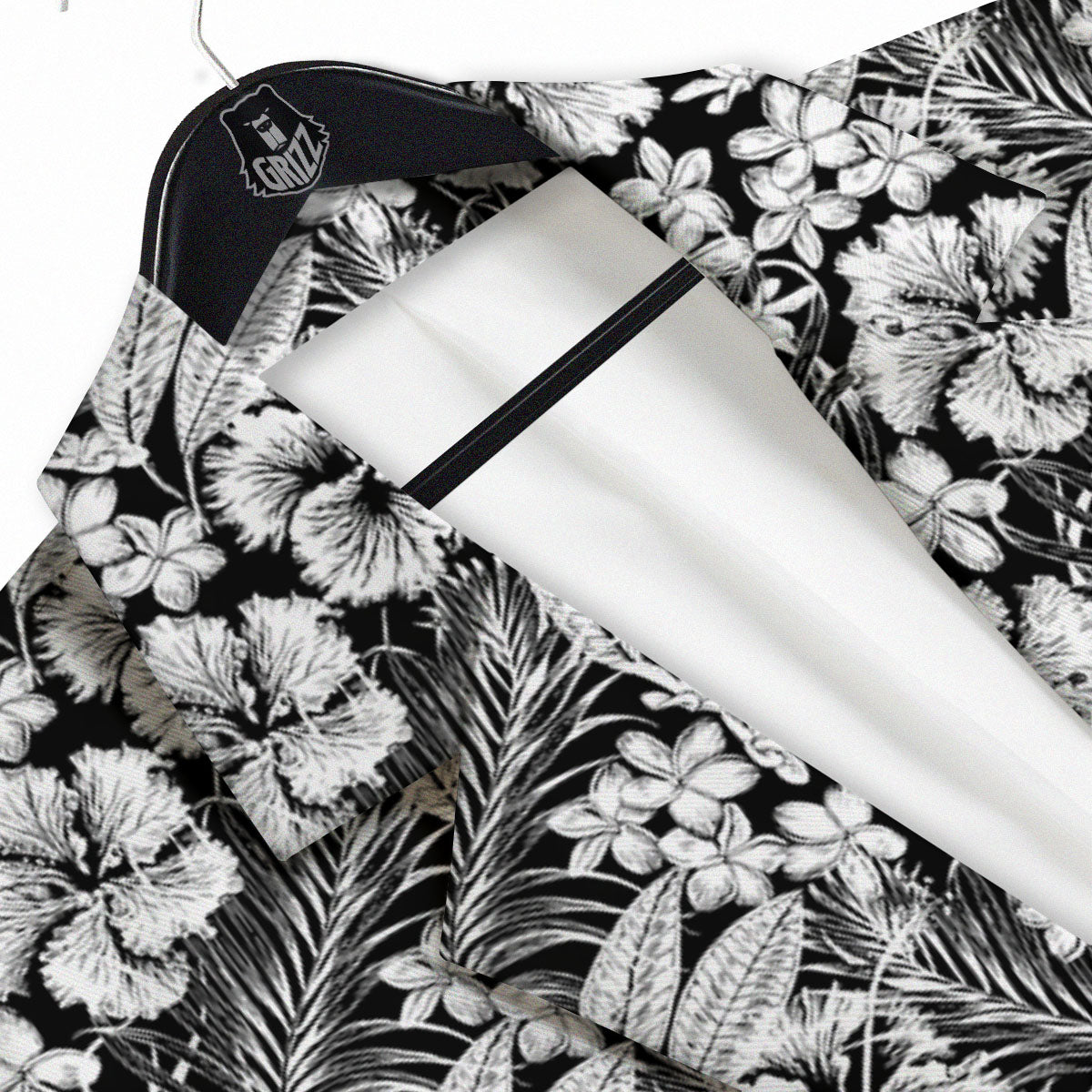Flower Black Plumeria Print Pattern Men's Sport Coat-grizzshop