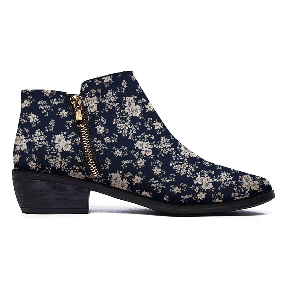 Flower Blossom Floral Print Pattern Ankle Boots-grizzshop