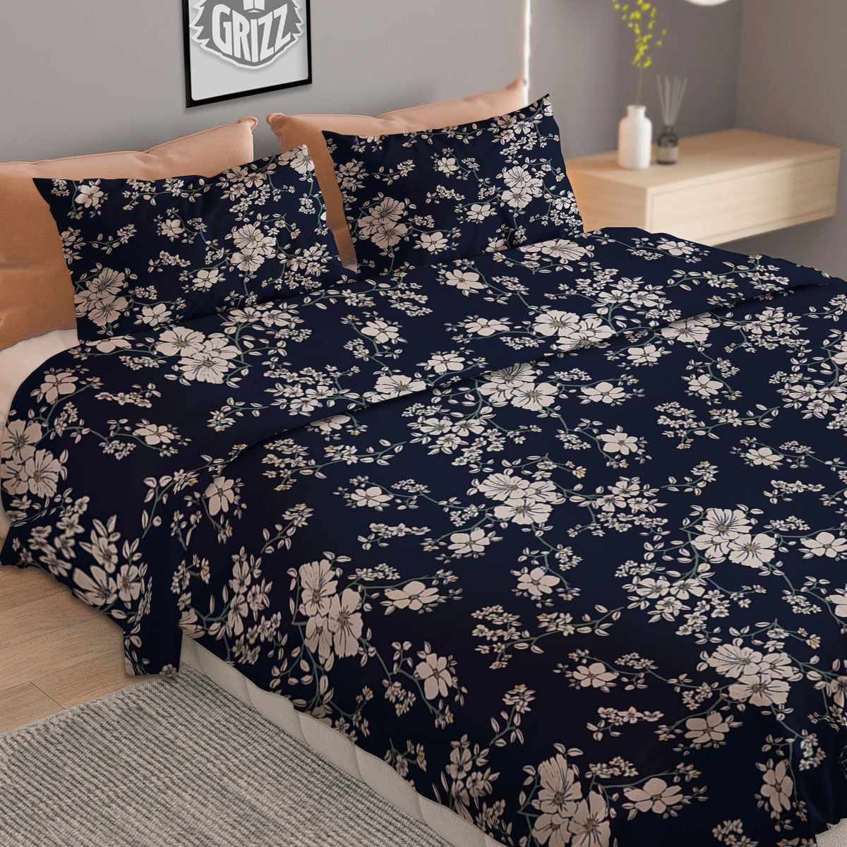 Flower Blossom Floral Print Pattern Duvet Cover Bedding Set-grizzshop