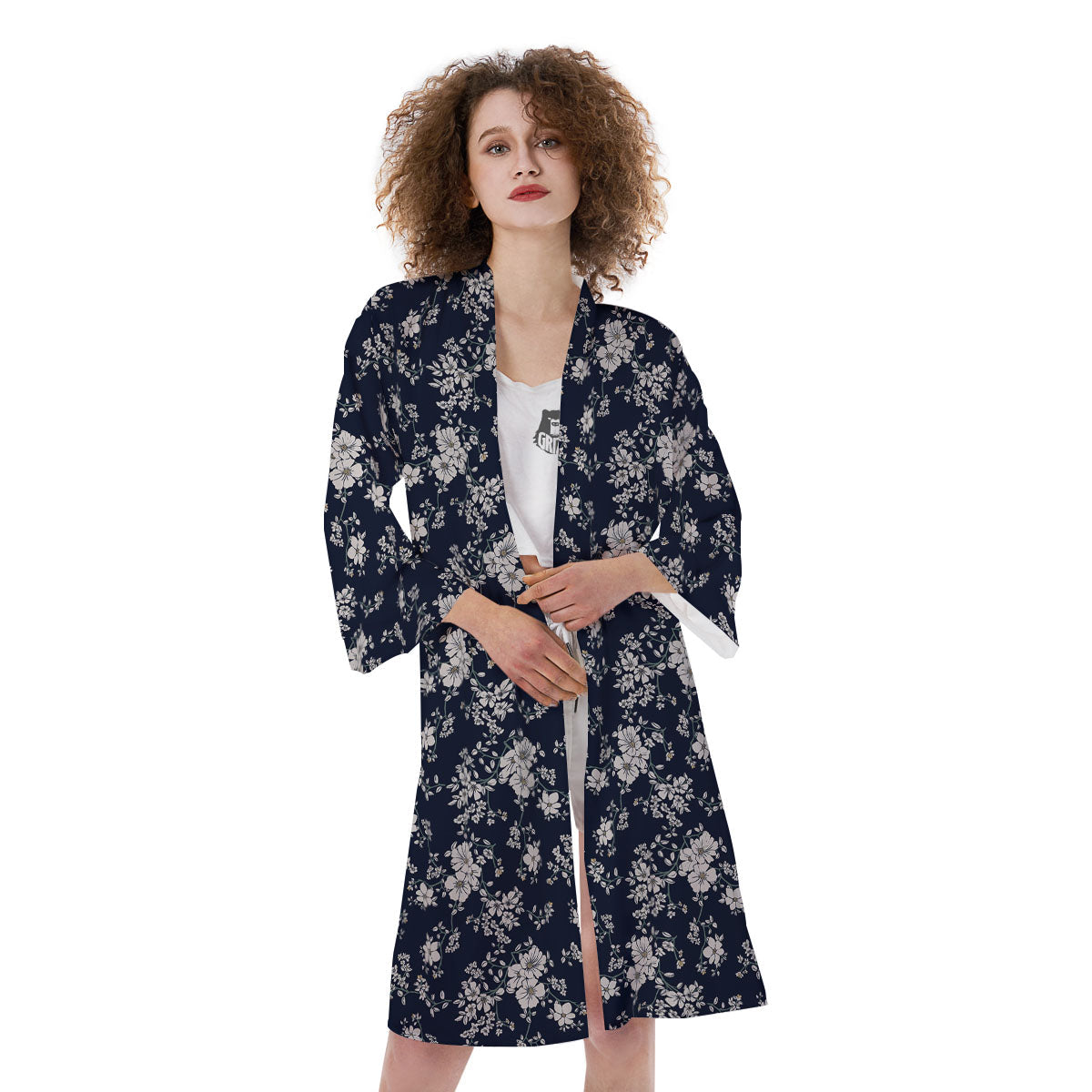 Flower Blossom Floral Print Pattern Kimono-grizzshop