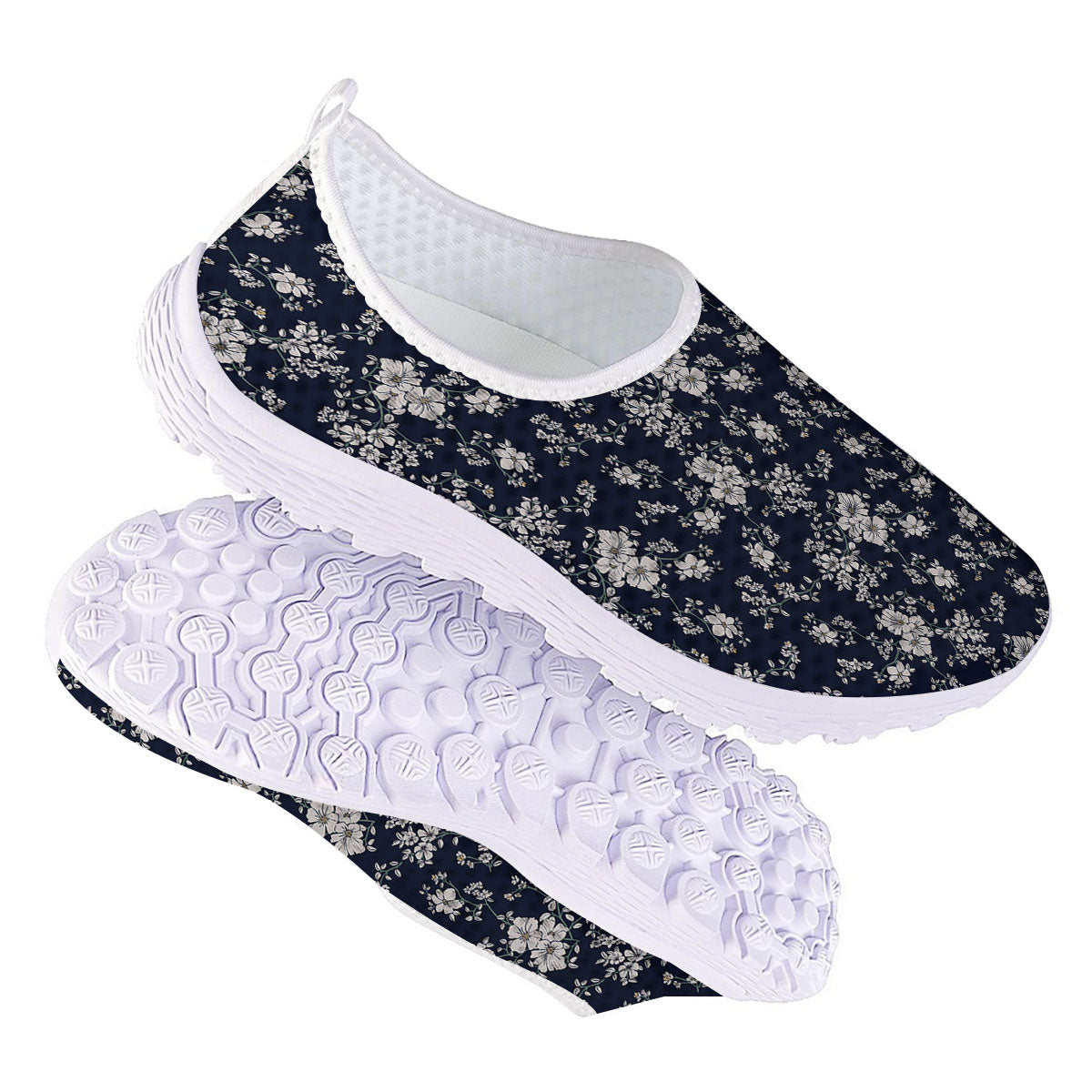 Flower Blossom Floral Print Pattern Nurse Shoes-grizzshop