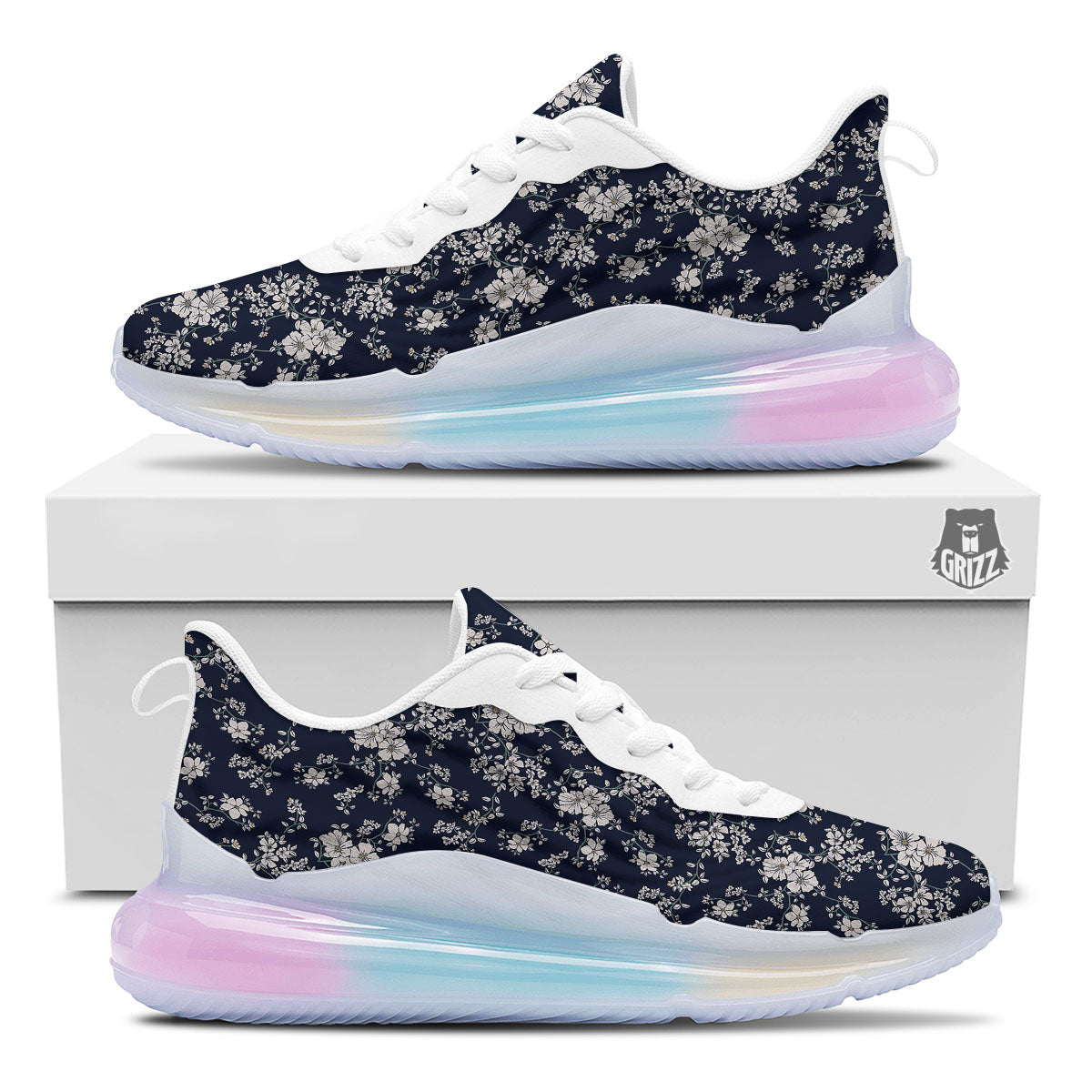 Flower Blossom Floral Print Pattern Running Sneakers-grizzshop