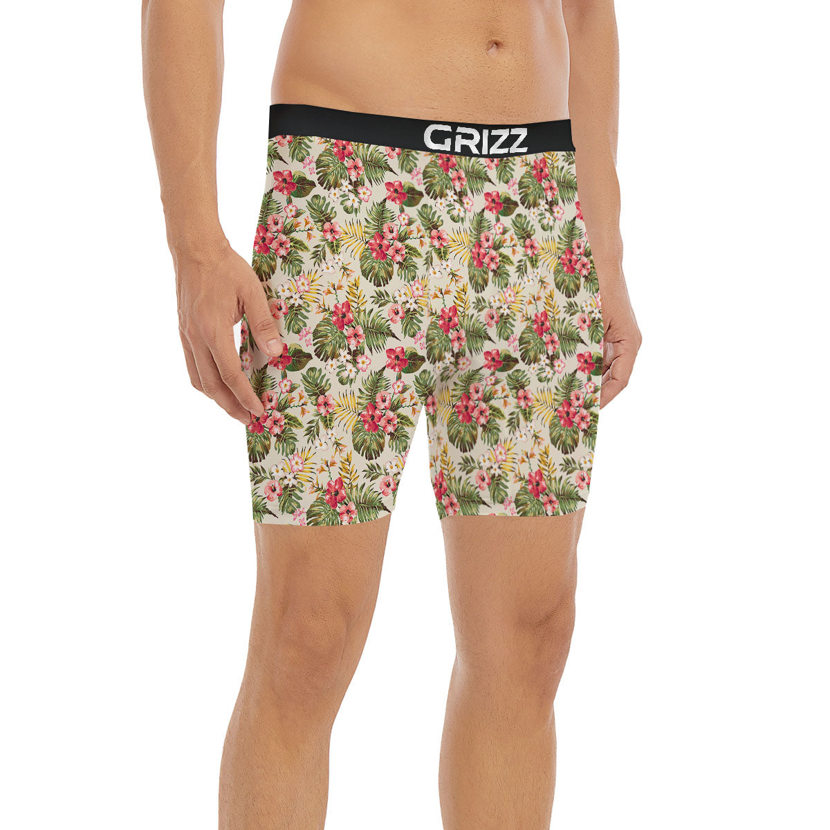 Flower Blossom Tropical Print Pattern Boxer Briefs-grizzshop