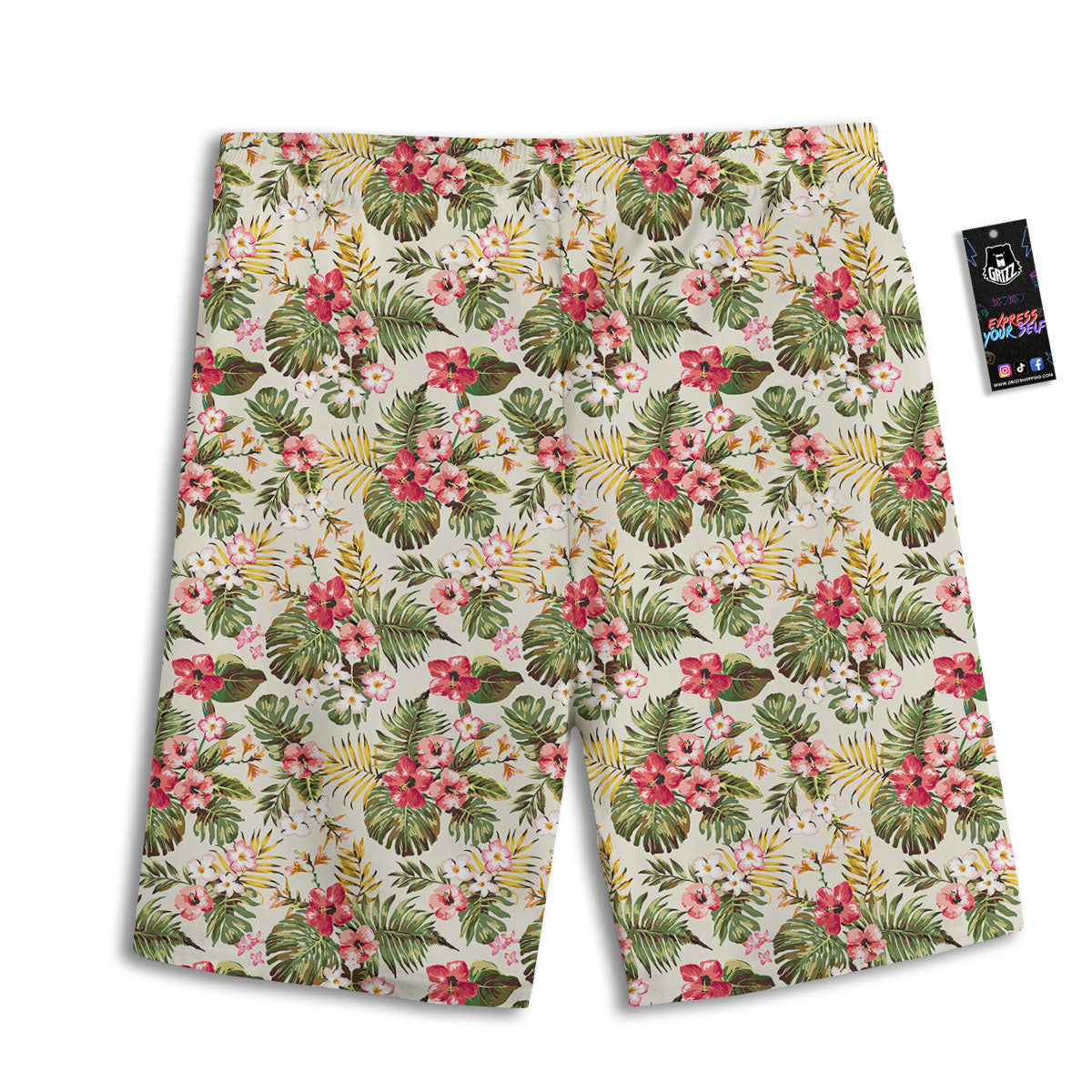Flower Blossom Tropical Print Pattern Men's Athletic Shorts