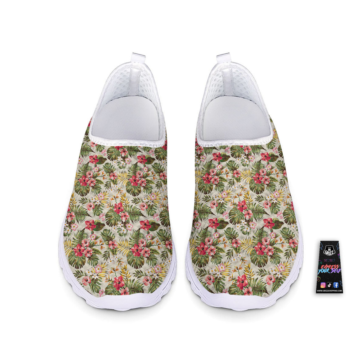 Flower Blossom Tropical Print Pattern Nurse Shoes-grizzshop