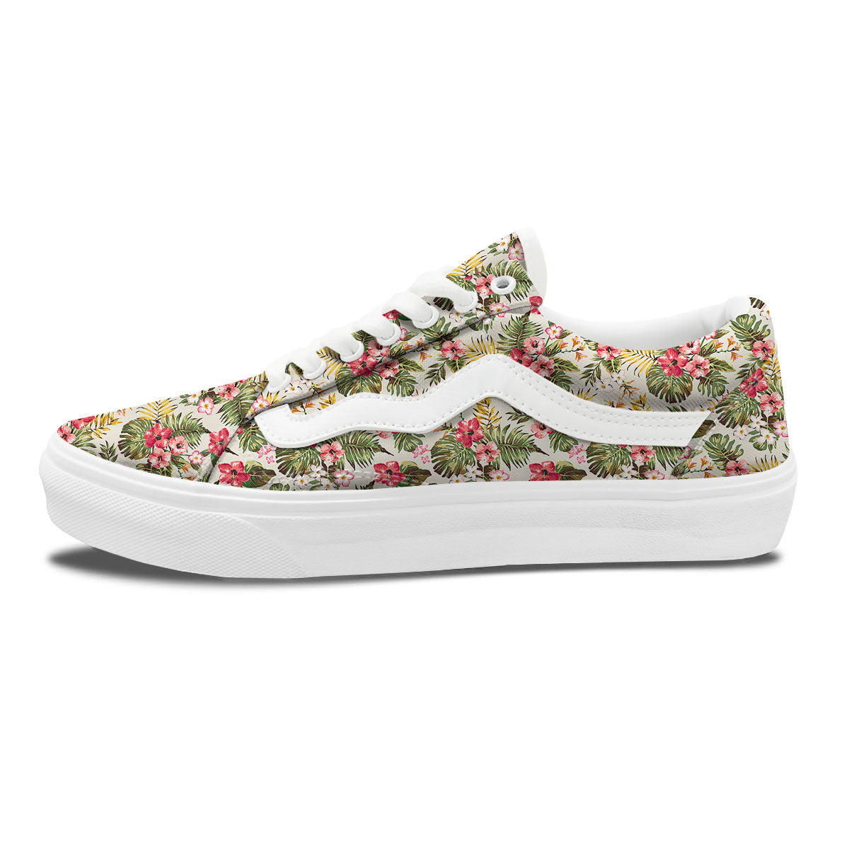 Flower Blossom Tropical Print Pattern Skate Shoes-grizzshop