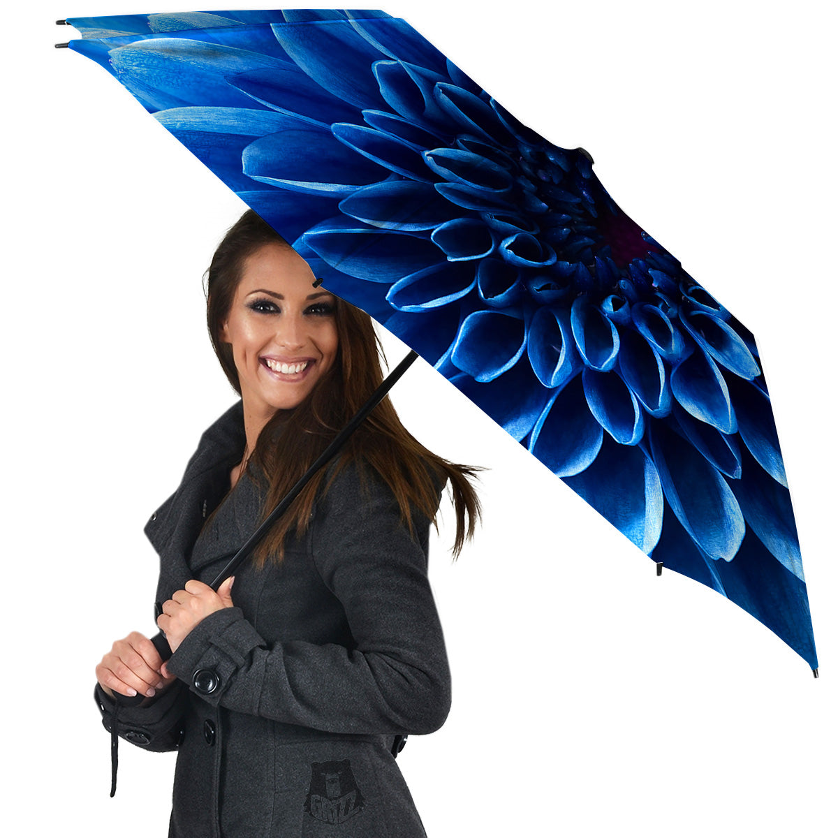 Flower Blue Chrysanthemum Print Umbrella-grizzshop