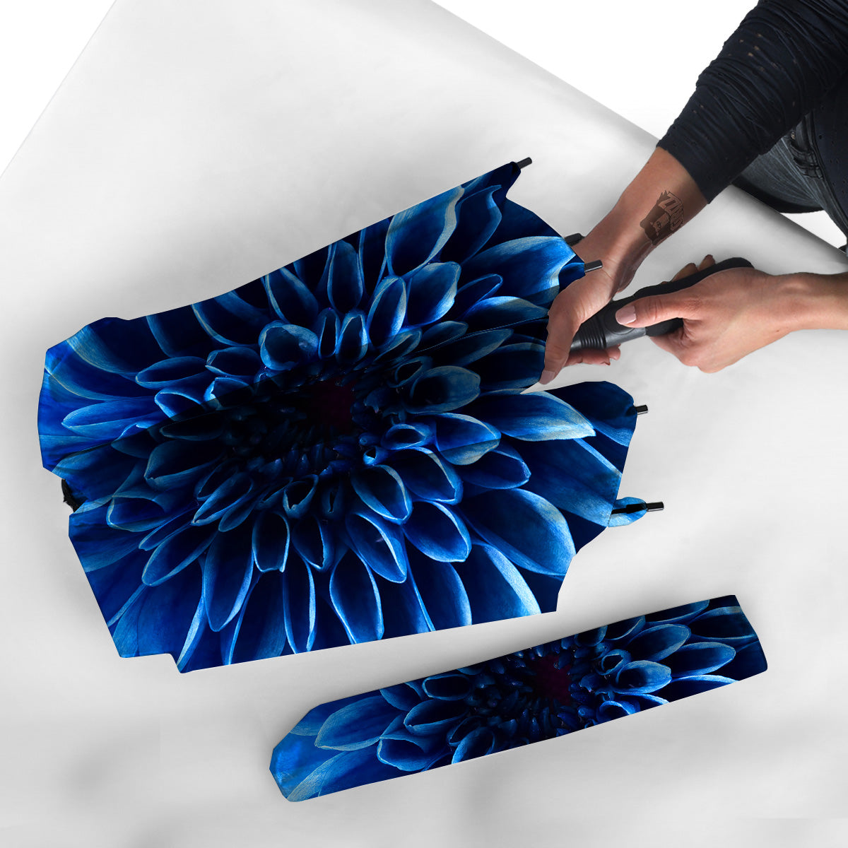 Flower Blue Chrysanthemum Print Umbrella-grizzshop