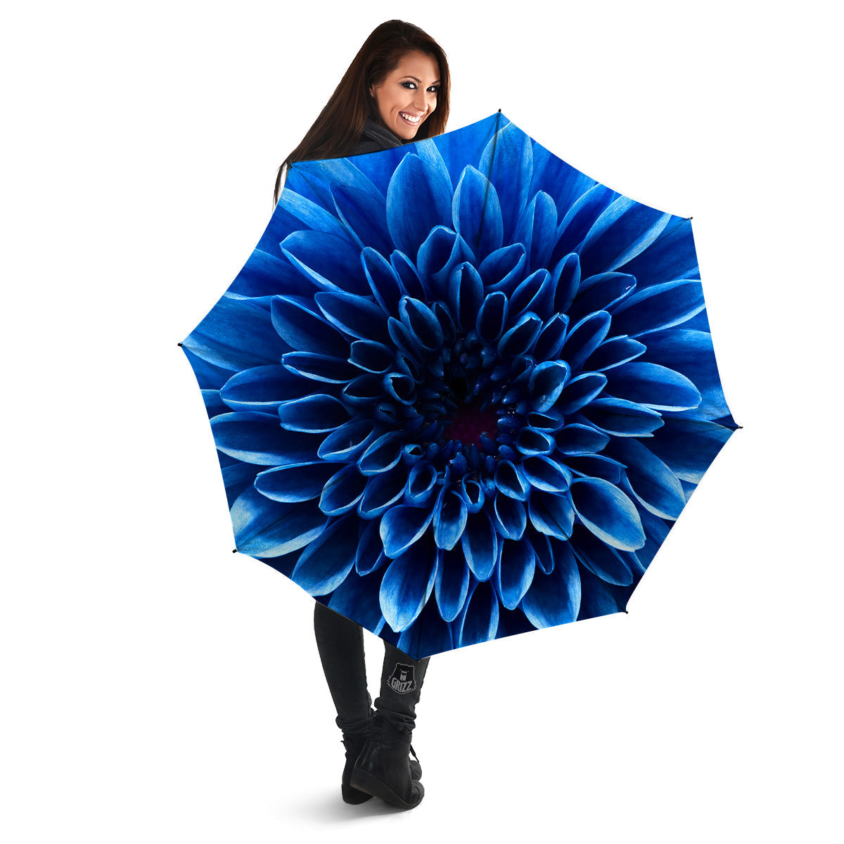 Flower Blue Chrysanthemum Print Umbrella-grizzshop