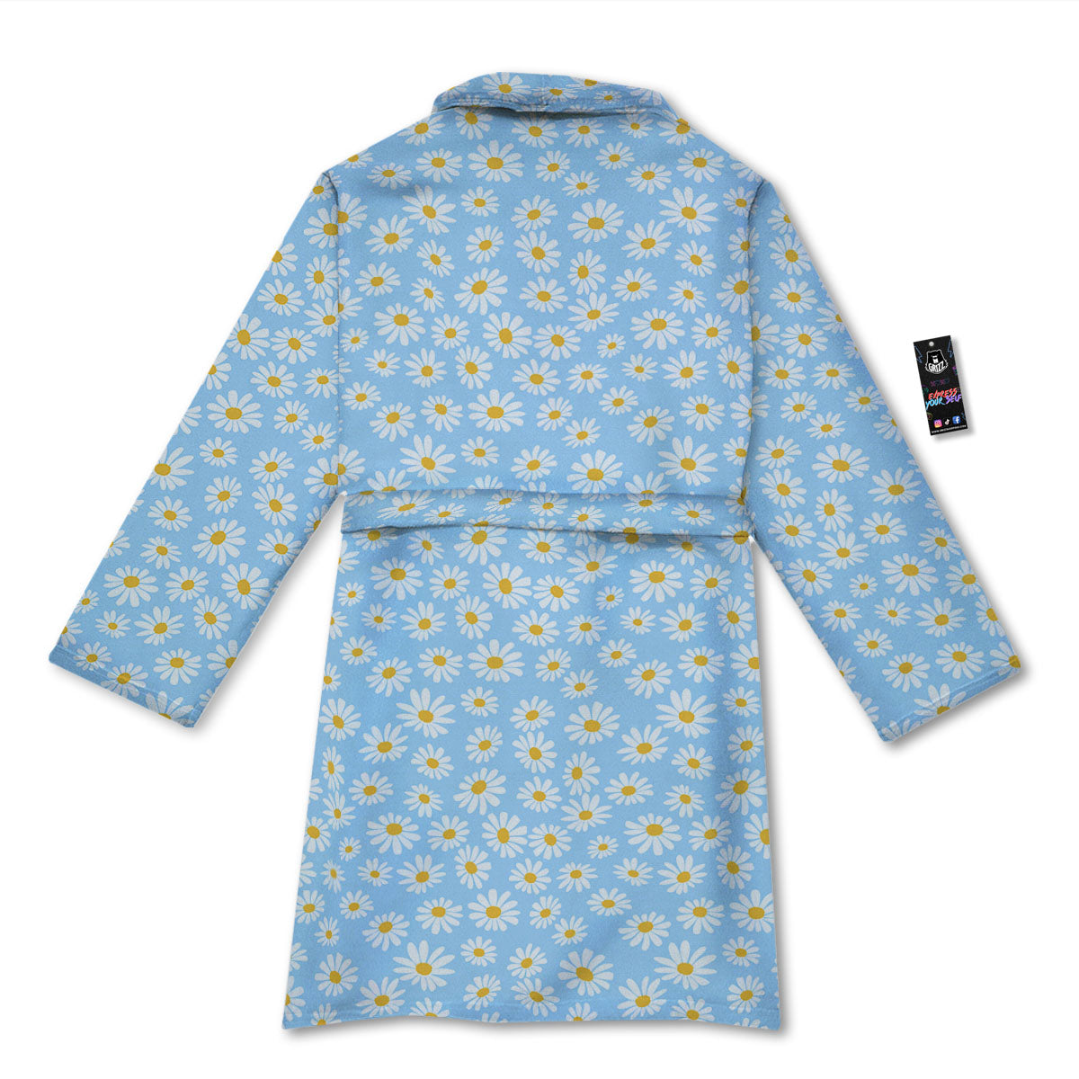 Flower Blue Daisy Print Pattern Bathrobe-grizzshop