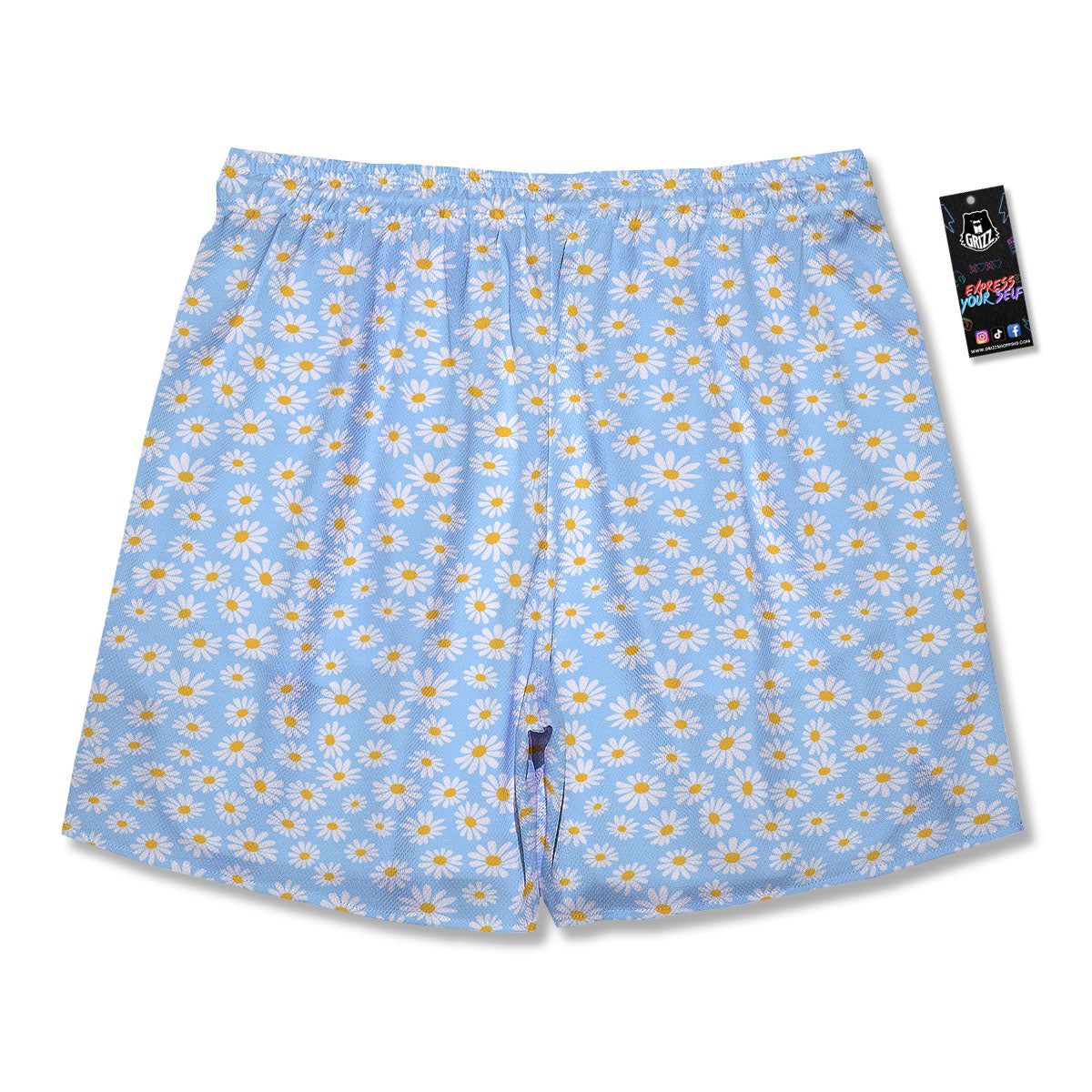 Flower Blue Daisy Print Pattern Men's Running Shorts-grizzshop