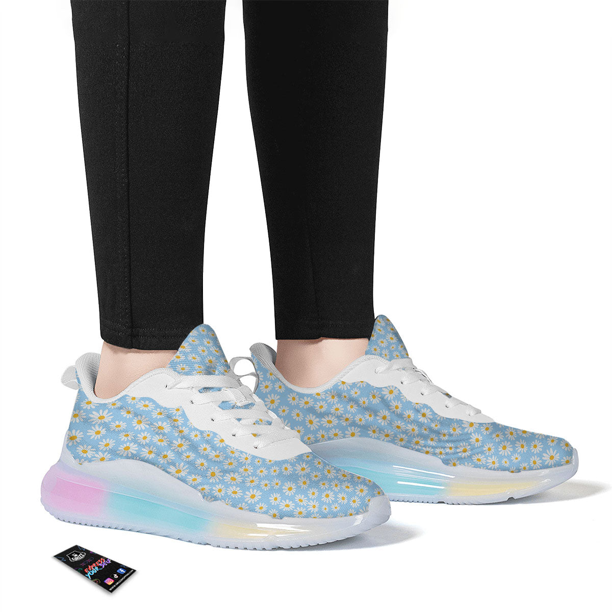 Flower Blue Daisy Print Pattern Running Sneakers-grizzshop