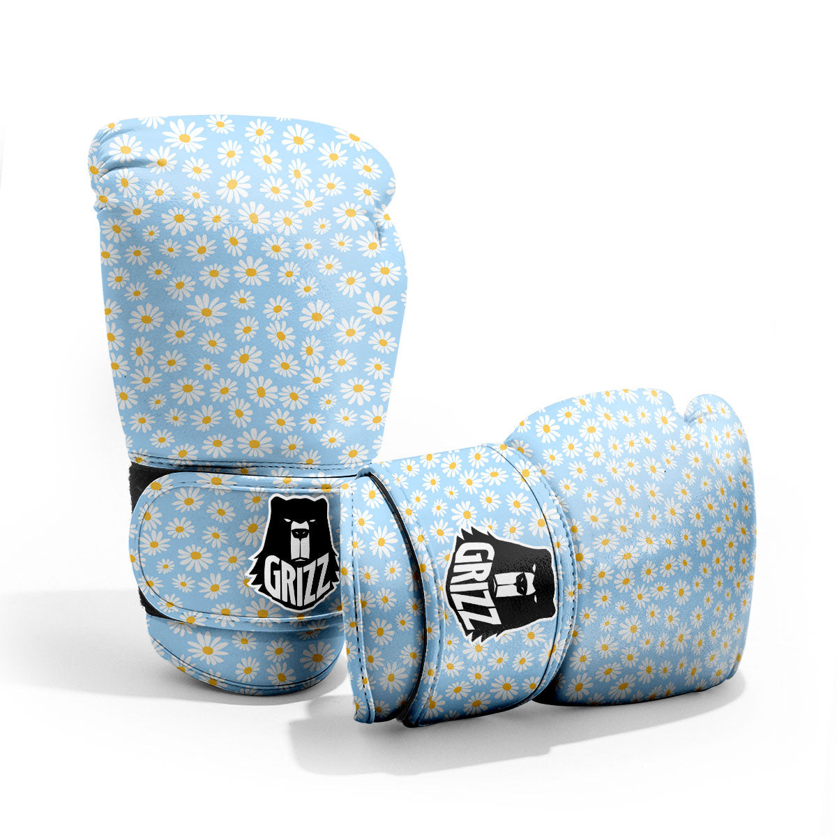 Flower Blue Daisy Print Pattern Sparring Gloves-grizzshop