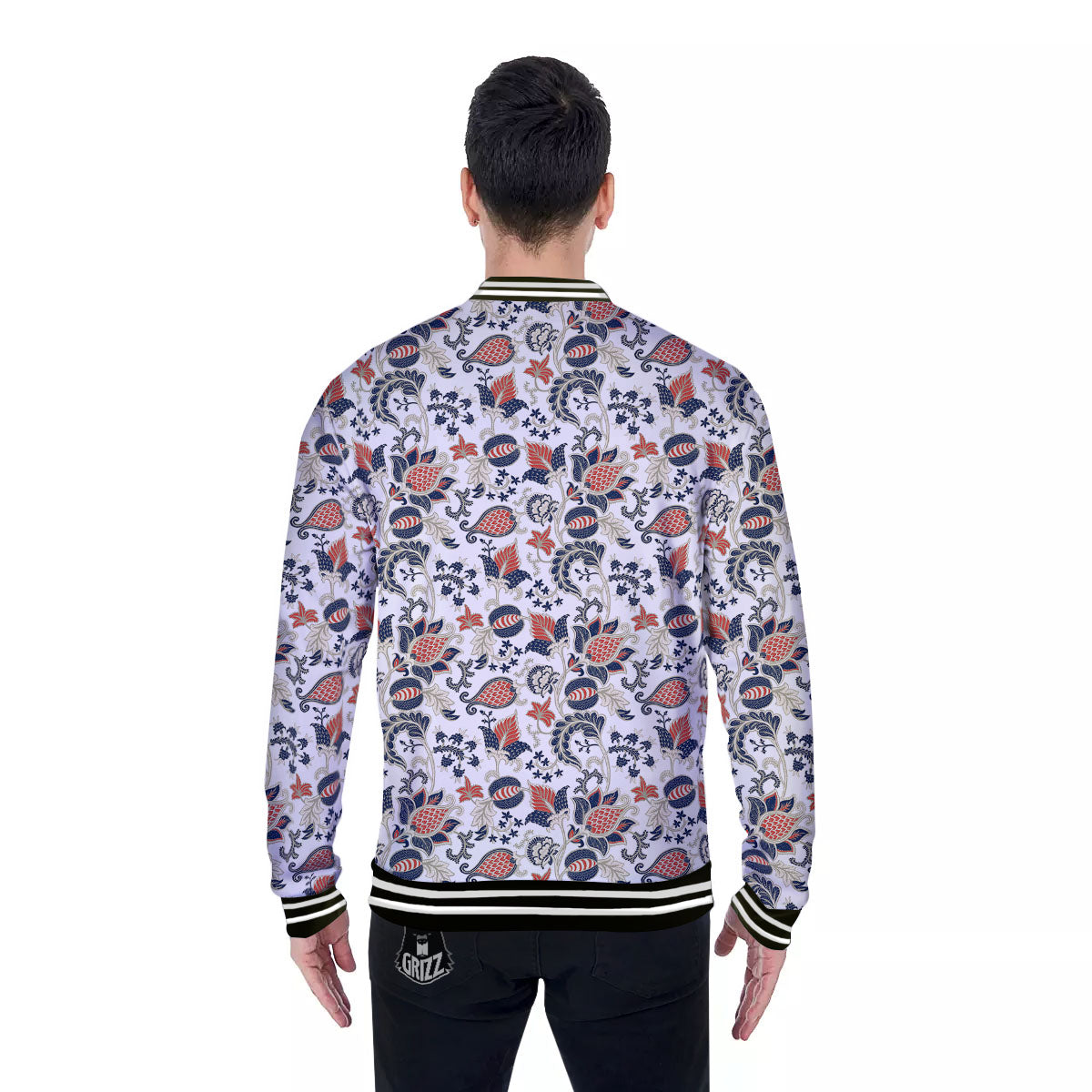 Flower Boho Paisley Print Pattern Baseball Jacket-grizzshop