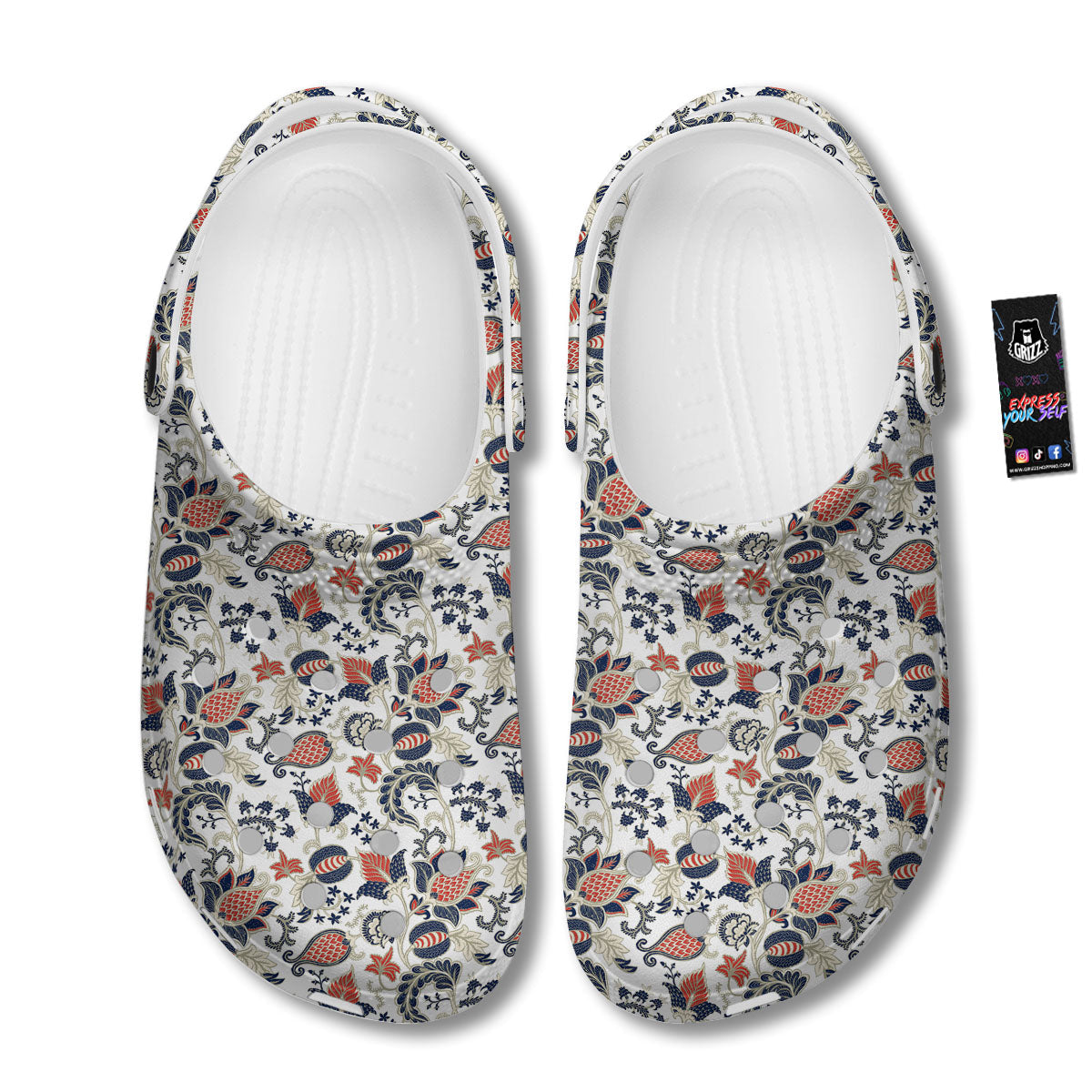 Flower Boho Paisley Print Pattern Clog-grizzshop
