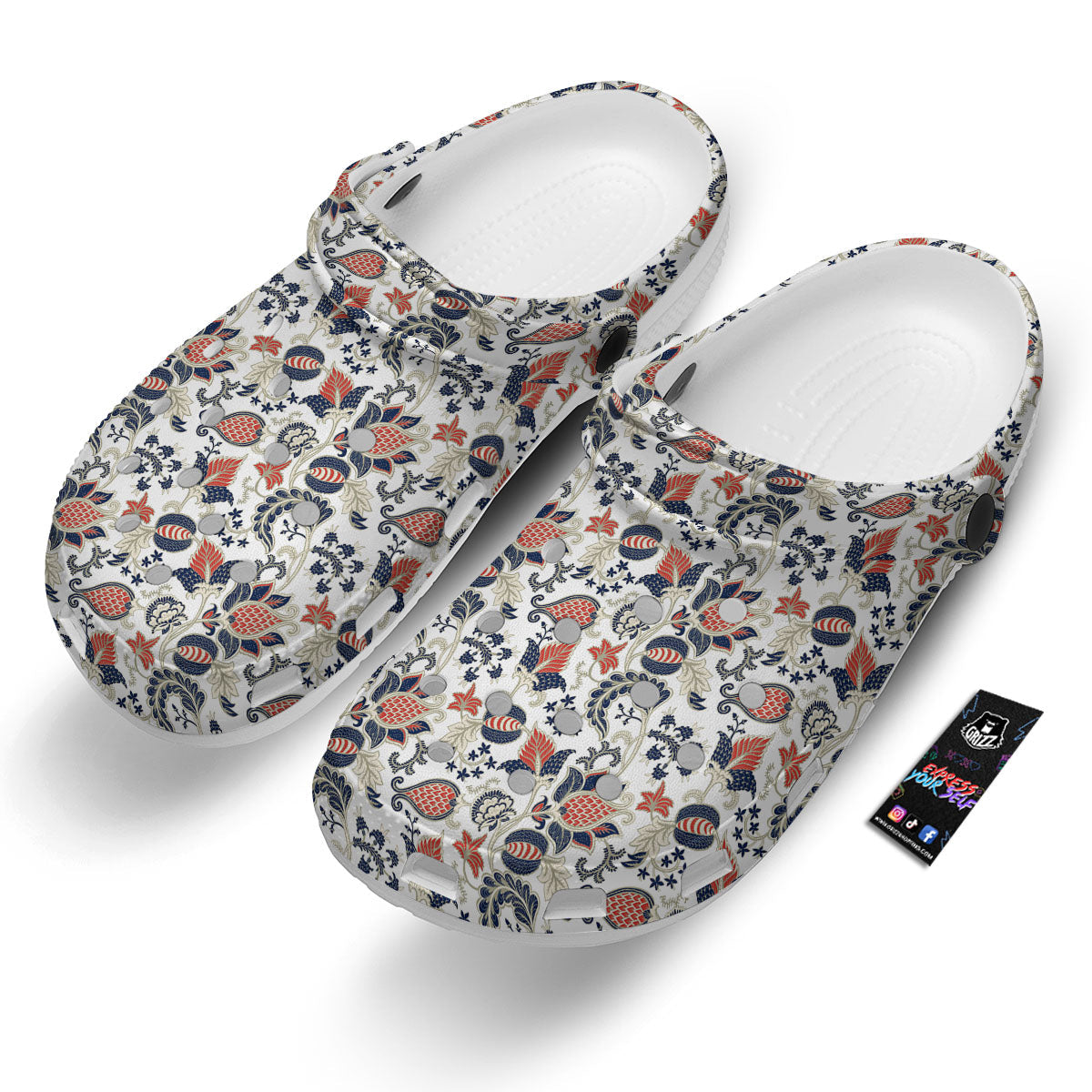 Flower Boho Paisley Print Pattern Clog-grizzshop