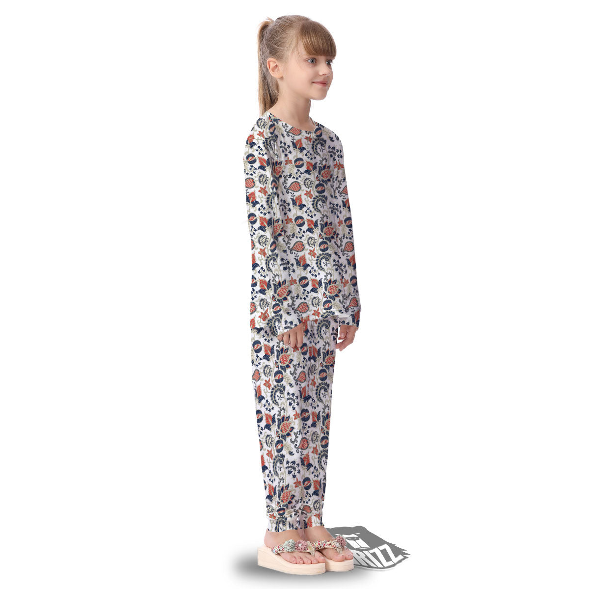 Flower Boho Paisley Print Pattern Kid's Pajamas-grizzshop