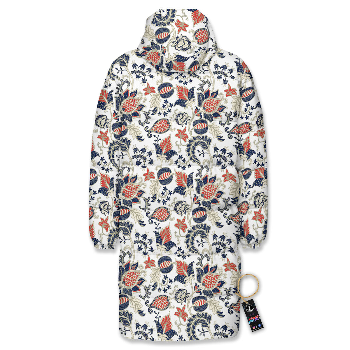 Flower Boho Paisley Print Pattern Long Down Jacket-grizzshop