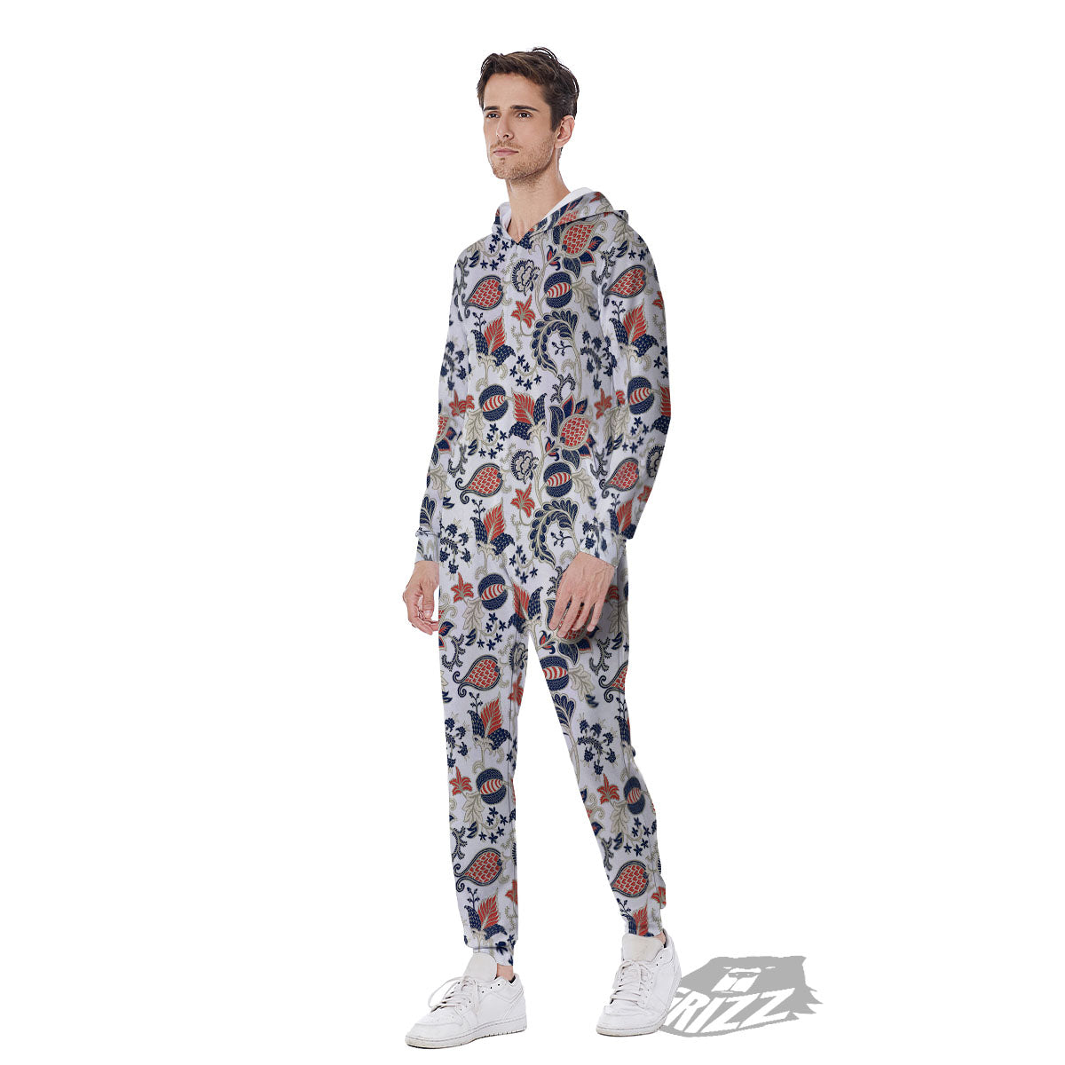 Flower Boho Paisley Print Pattern Men's Jumpsuit-grizzshop