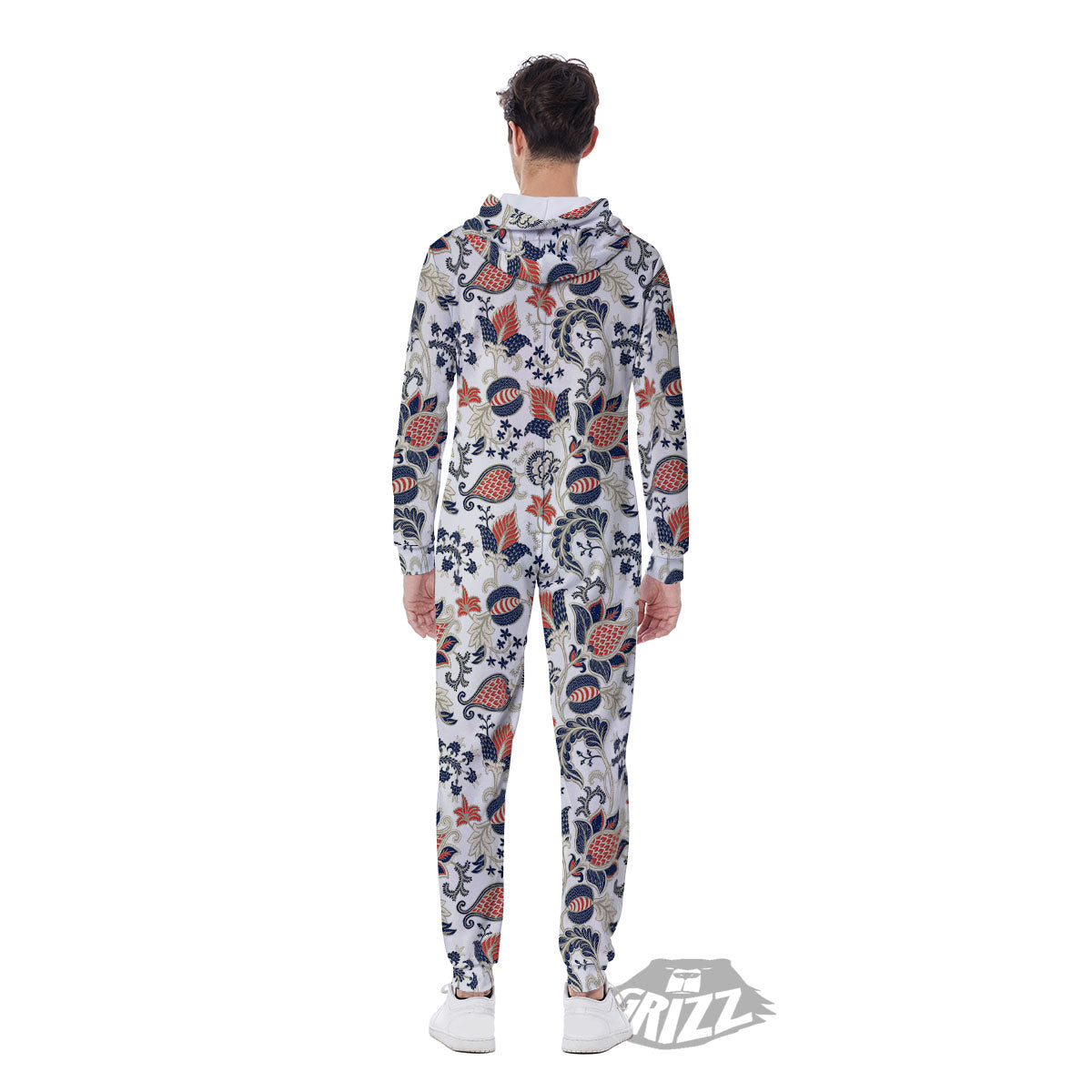 Flower Boho Paisley Print Pattern Men's Jumpsuit-grizzshop