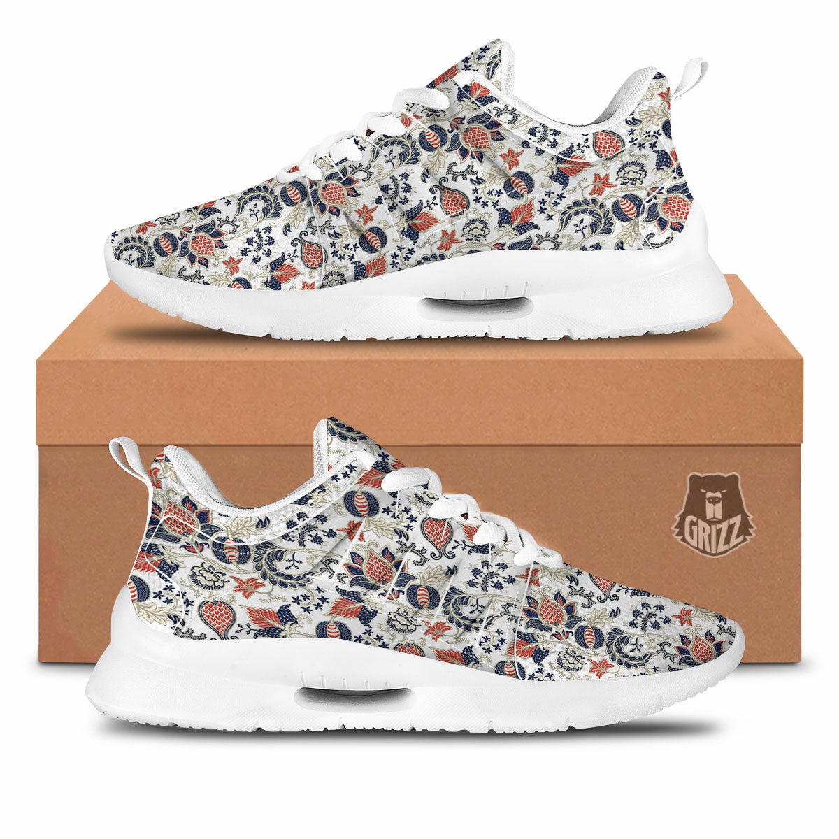 Flower Boho Paisley Print Pattern Tennis Shoes-grizzshop