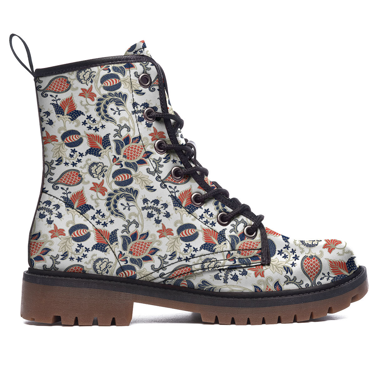 Flower Boho Paisley Print Pattern Work Boots-grizzshop
