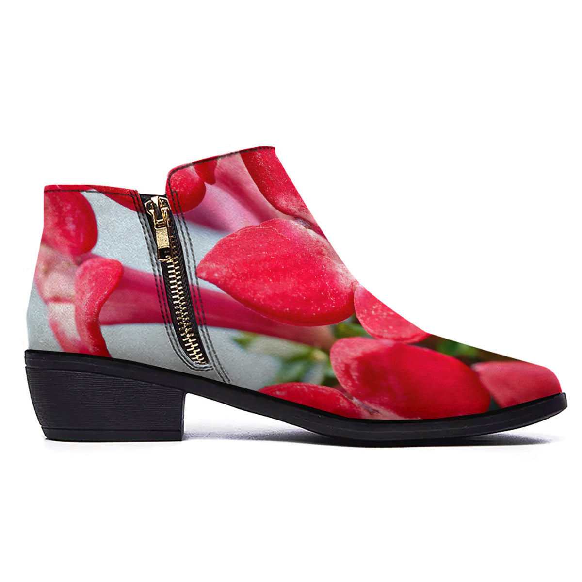 Flower Bouvardia Print Ankle Boots-grizzshop
