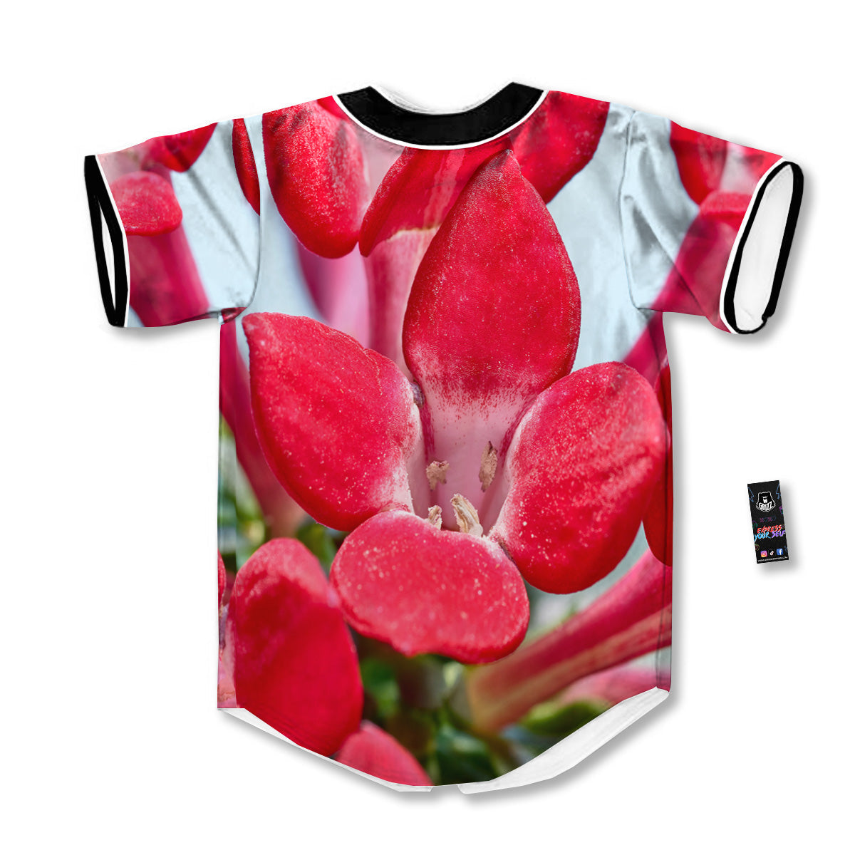 Flower Bouvardia Print Baseball Jersey-grizzshop
