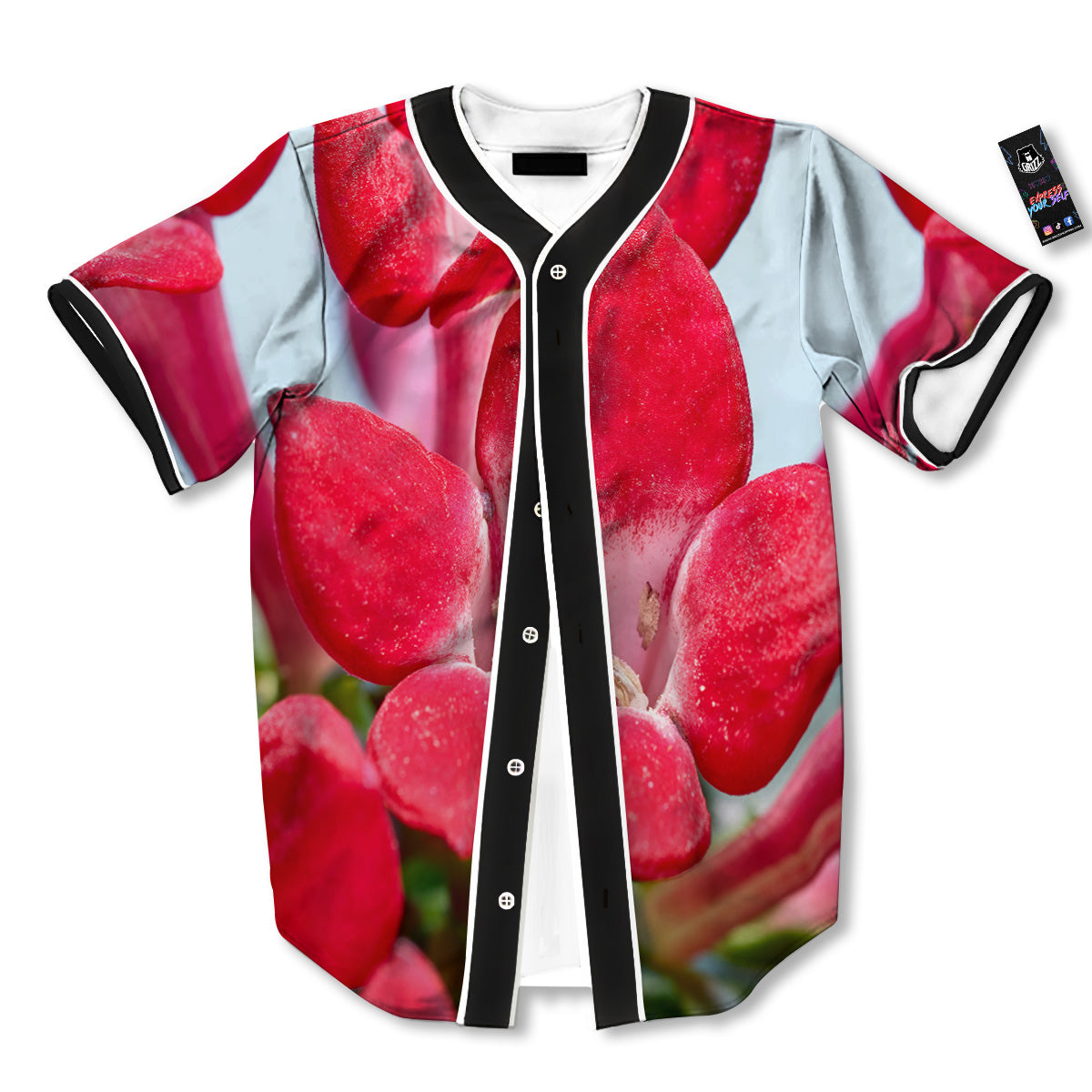 Flower Bouvardia Print Baseball Jersey-grizzshop