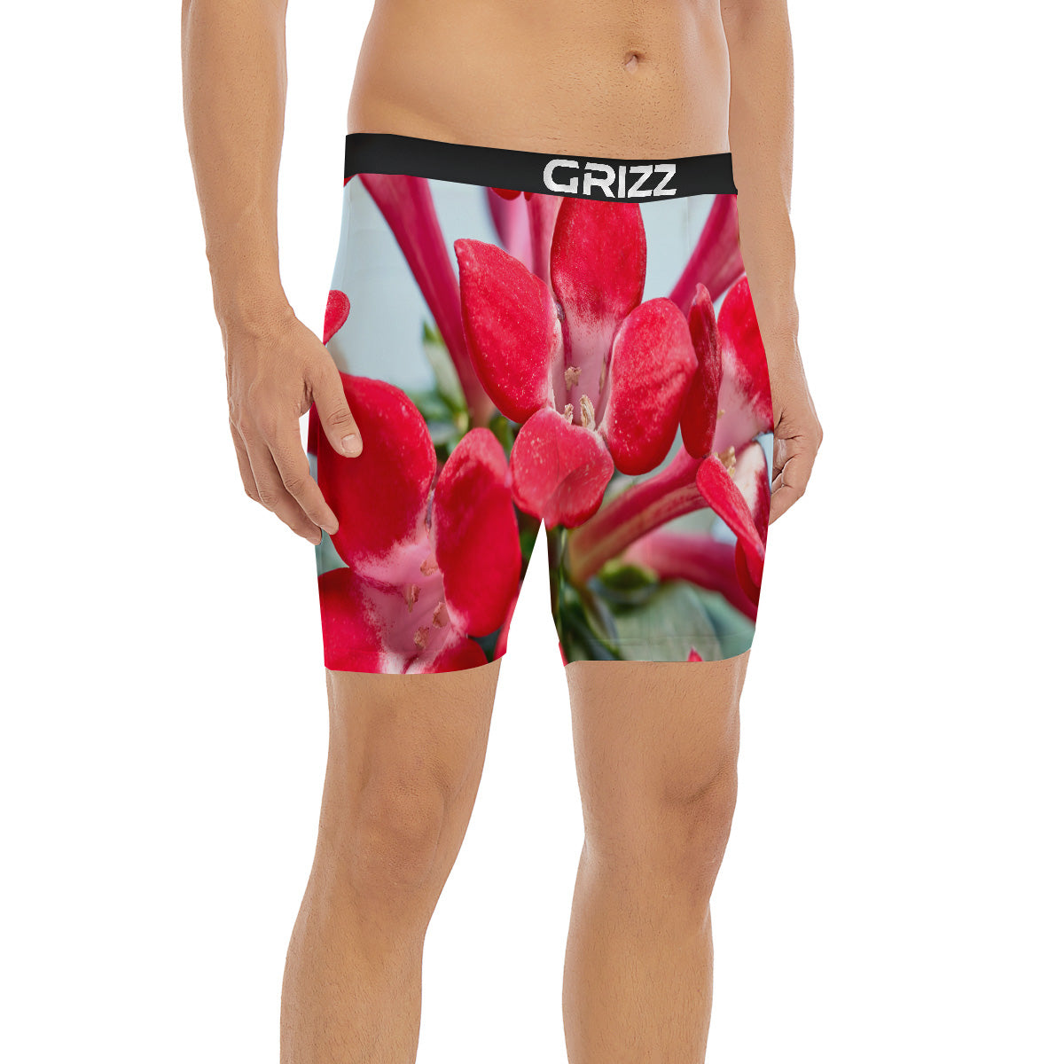 Flower Bouvardia Print Boxer Briefs-grizzshop