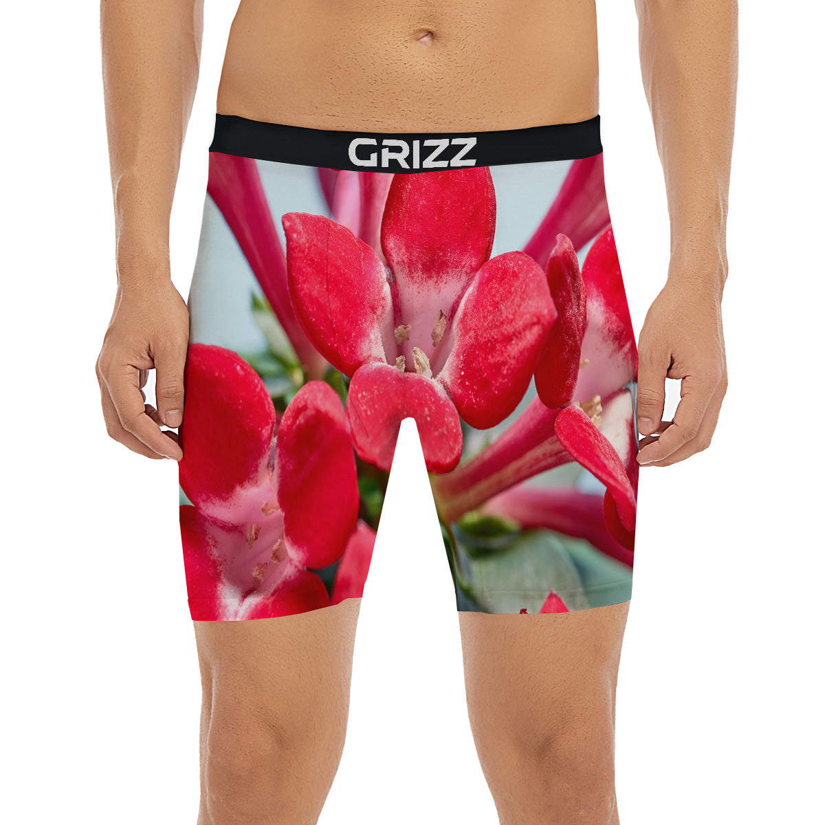 Flower Bouvardia Print Boxer Briefs-grizzshop