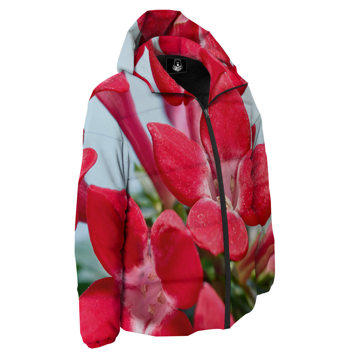 Flower Bouvardia Print Down Jacket-grizzshop