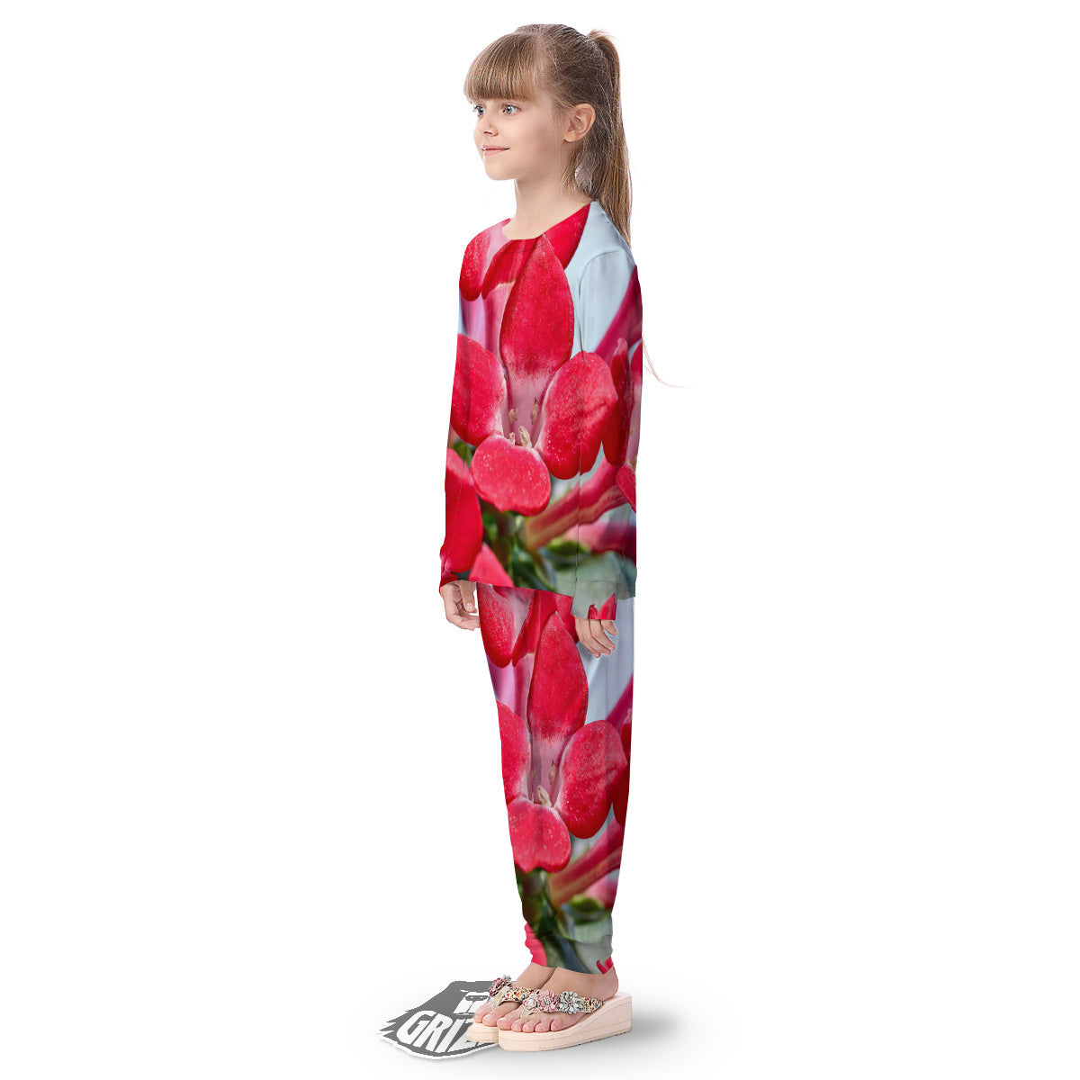 Flower Bouvardia Print Kid's Pajamas-grizzshop