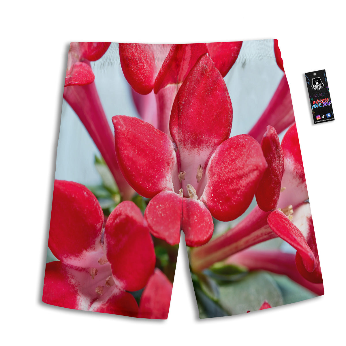 Flower Bouvardia Print Men's Athletic Shorts