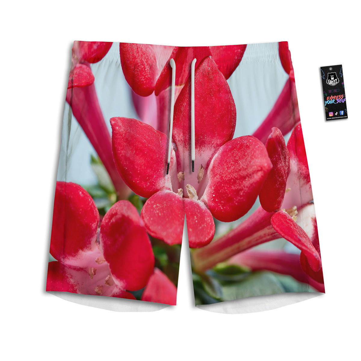 Flower Bouvardia Print Men's Athletic Shorts