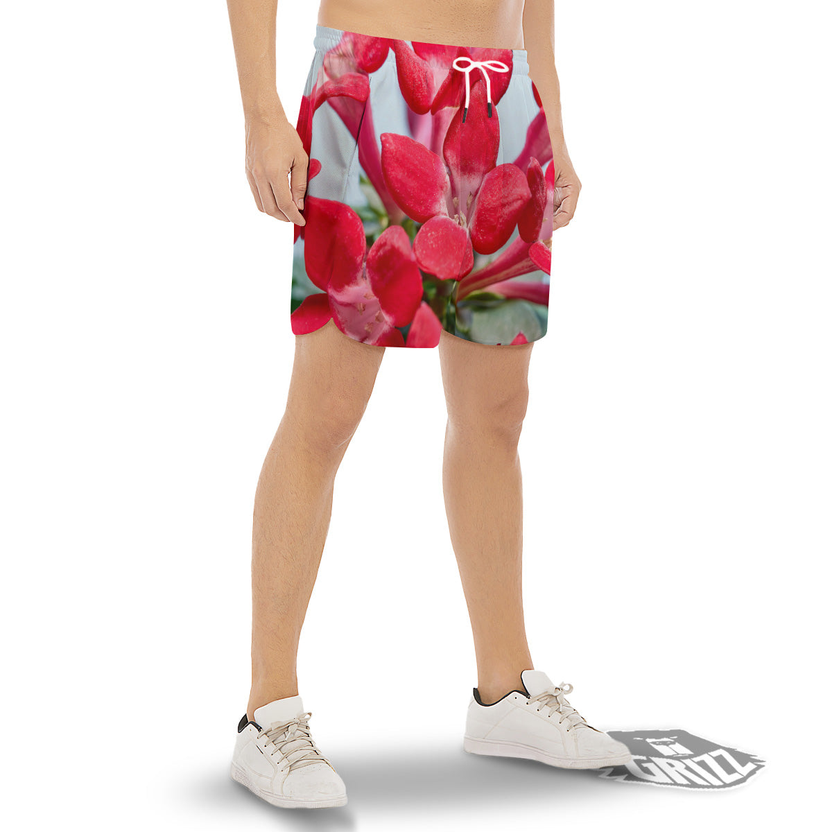Flower Bouvardia Print Men's Gym Shorts-grizzshop