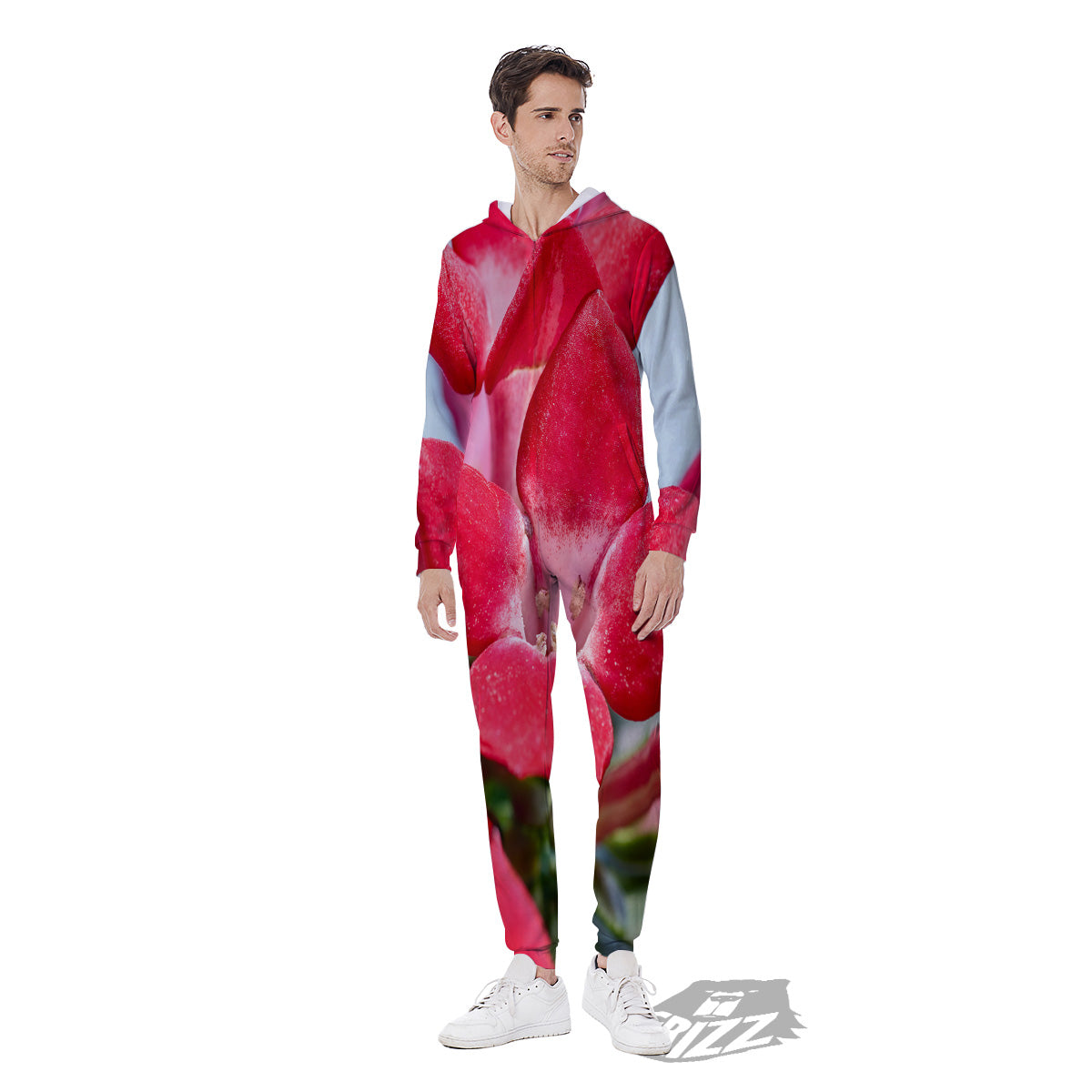 Flower Bouvardia Print Men's Jumpsuit-grizzshop