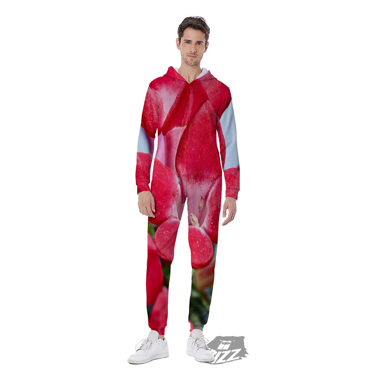 Flower Bouvardia Print Men's Jumpsuit-grizzshop