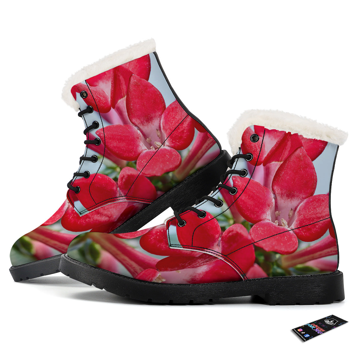 Flower Bouvardia Print Winter Boots-grizzshop