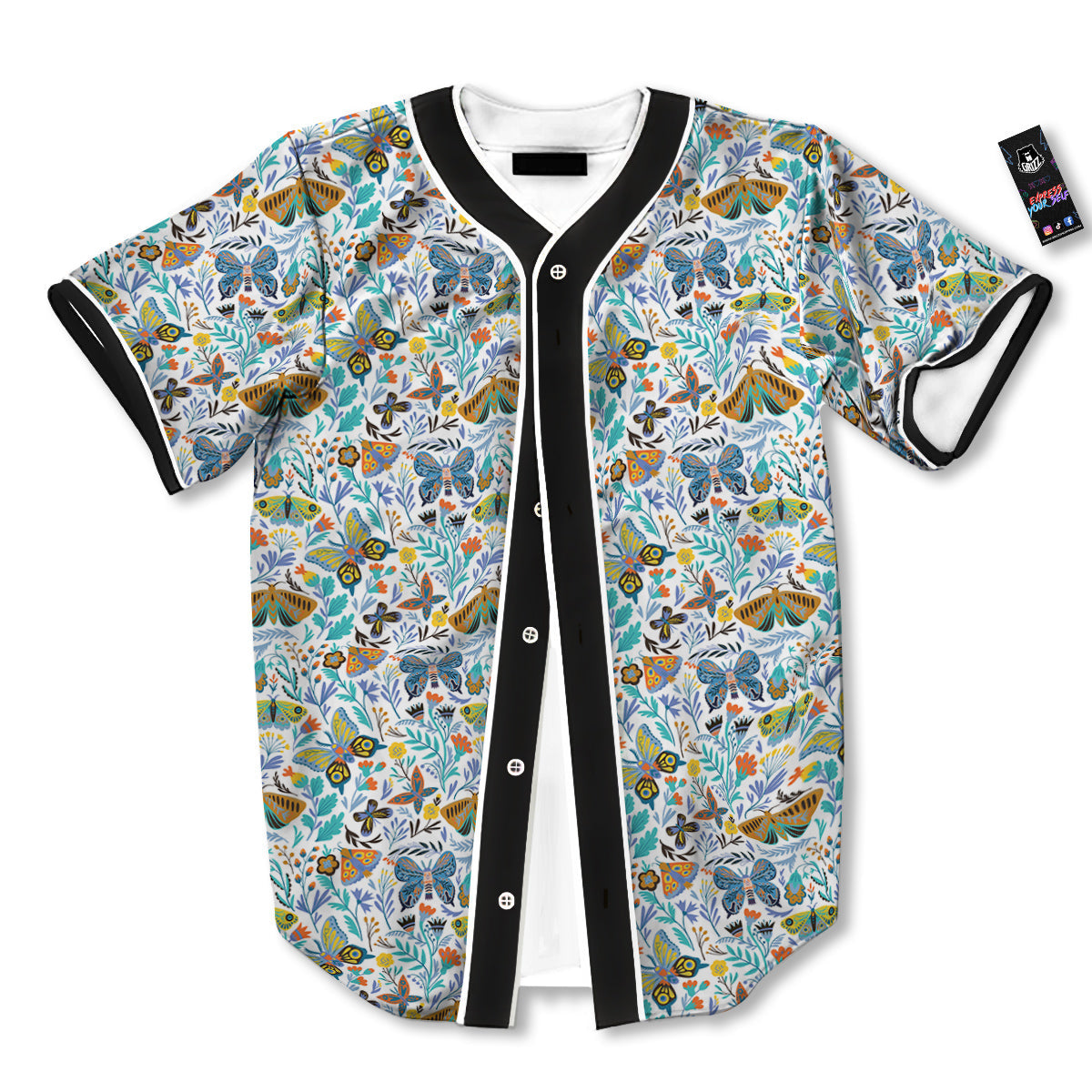 Flower Butterfly And Print Pattern Baseball Jersey-grizzshop
